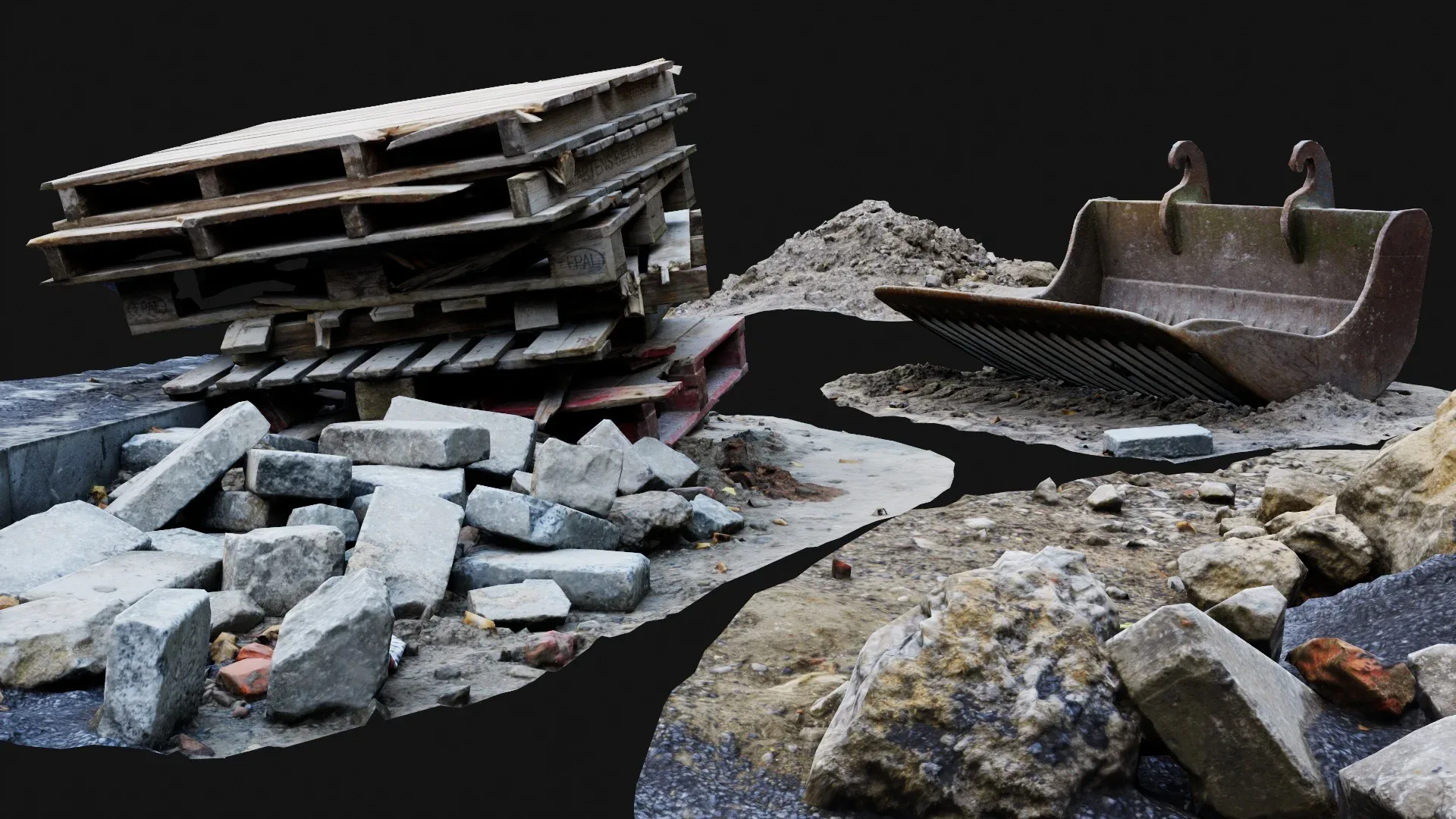 7 3D Scanned Road Construction Scenery Items