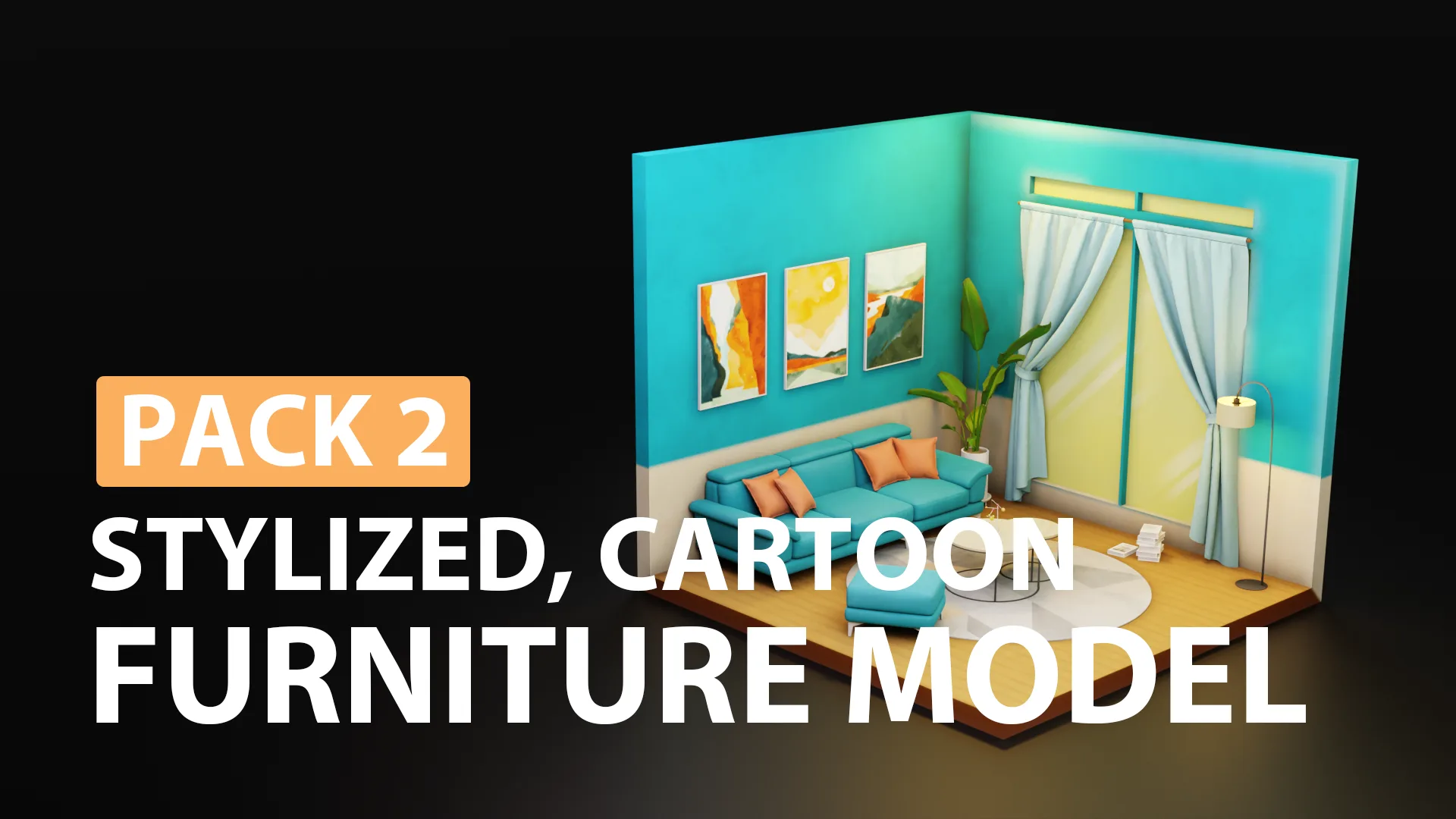Low poly models BUNDLE | Kpack | Blender Asset Browser | 3D furniture | Stylized | Cartoon | Archviz