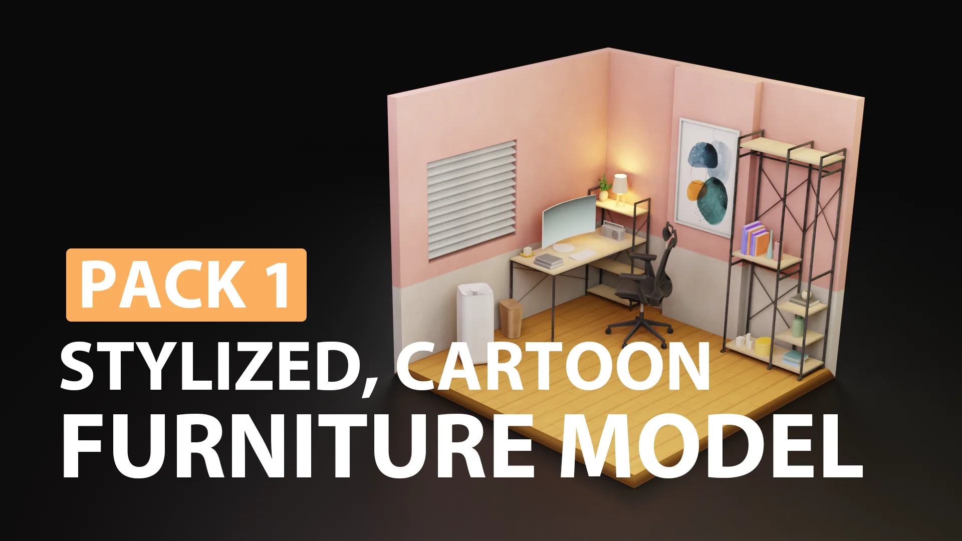 Low poly models BUNDLE | Kpack | Blender Asset Browser | 3D furniture | Stylized | Cartoon | Archviz