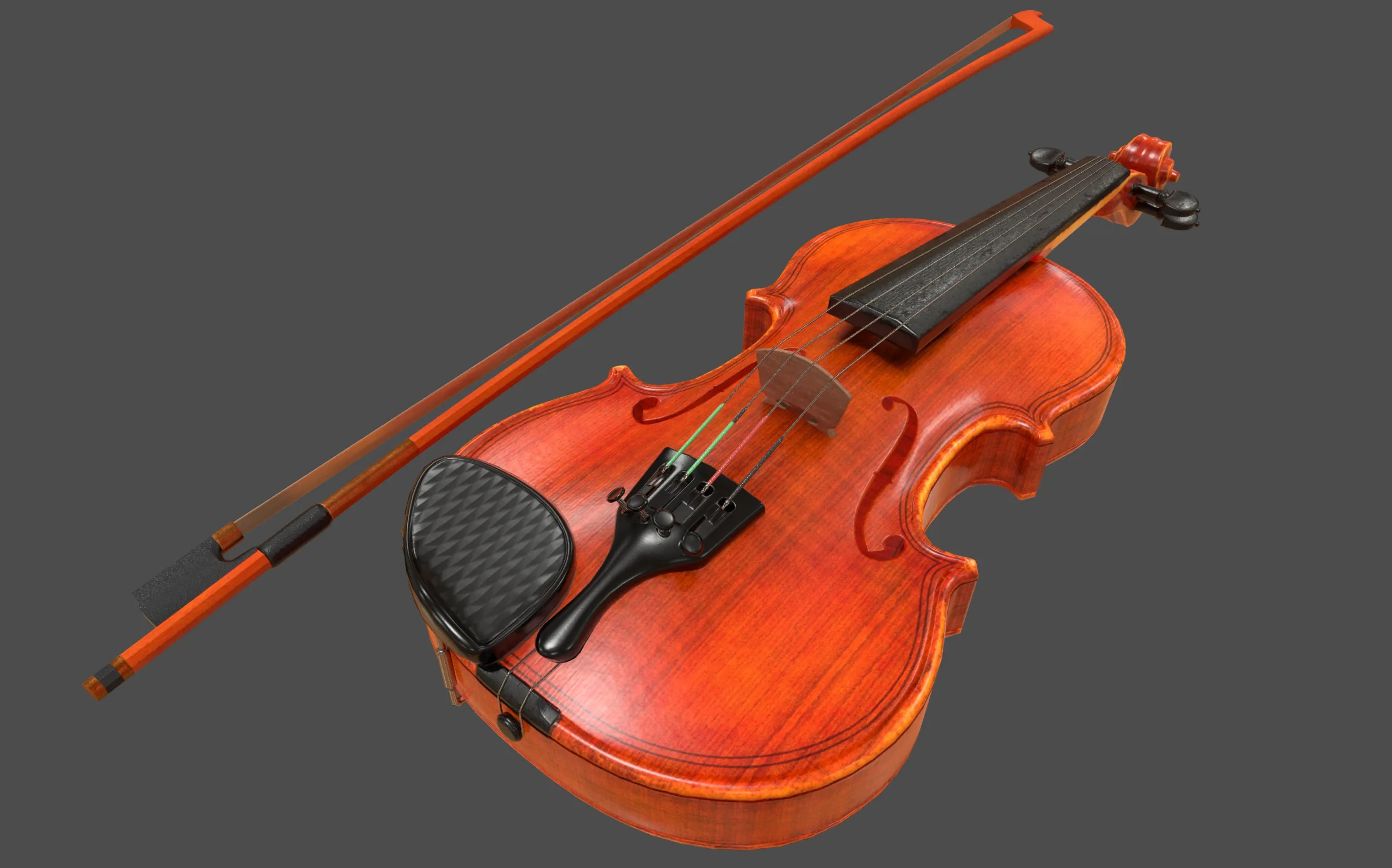 Violin and Bow - Low Poly