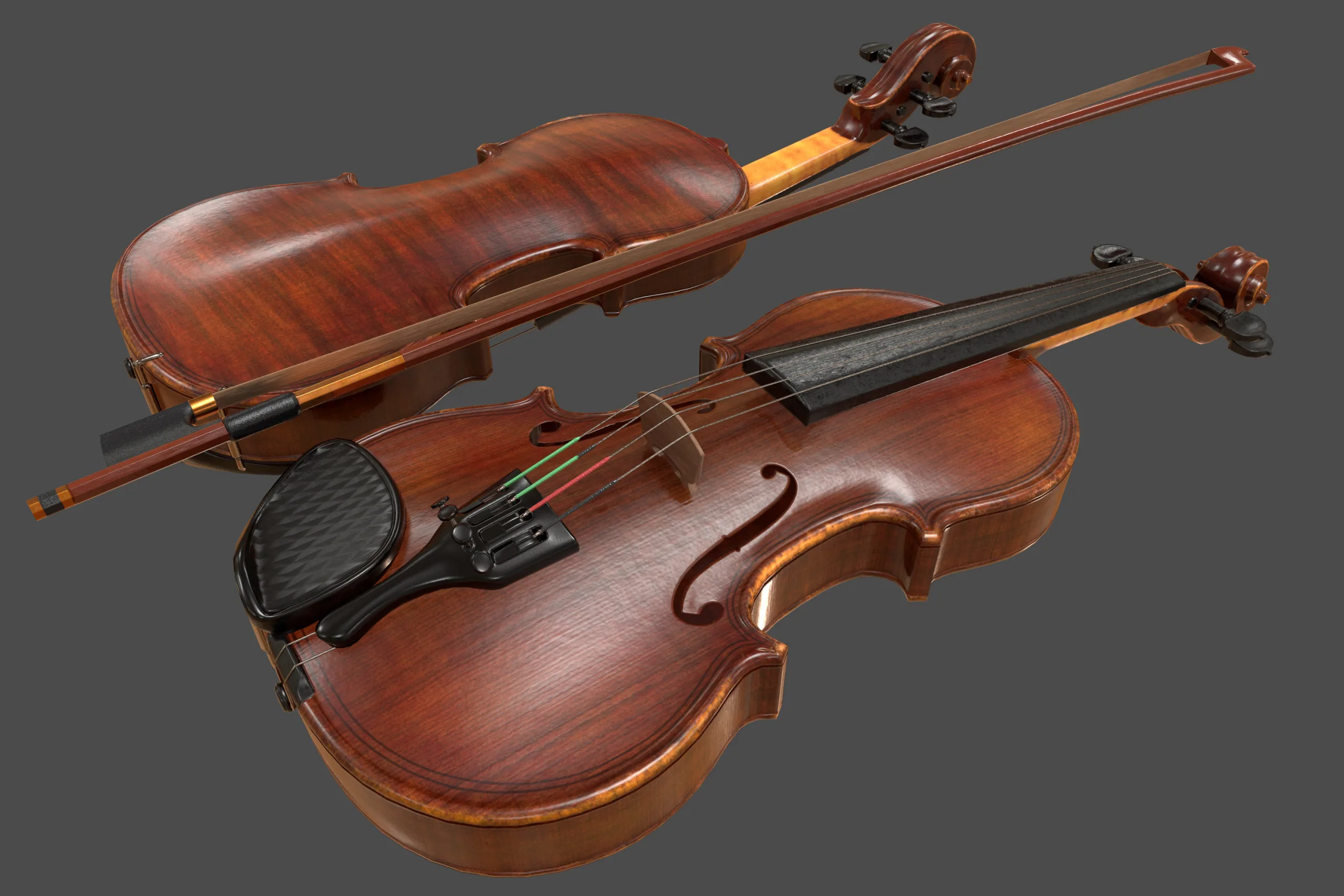 Violin and Bow - Low Poly