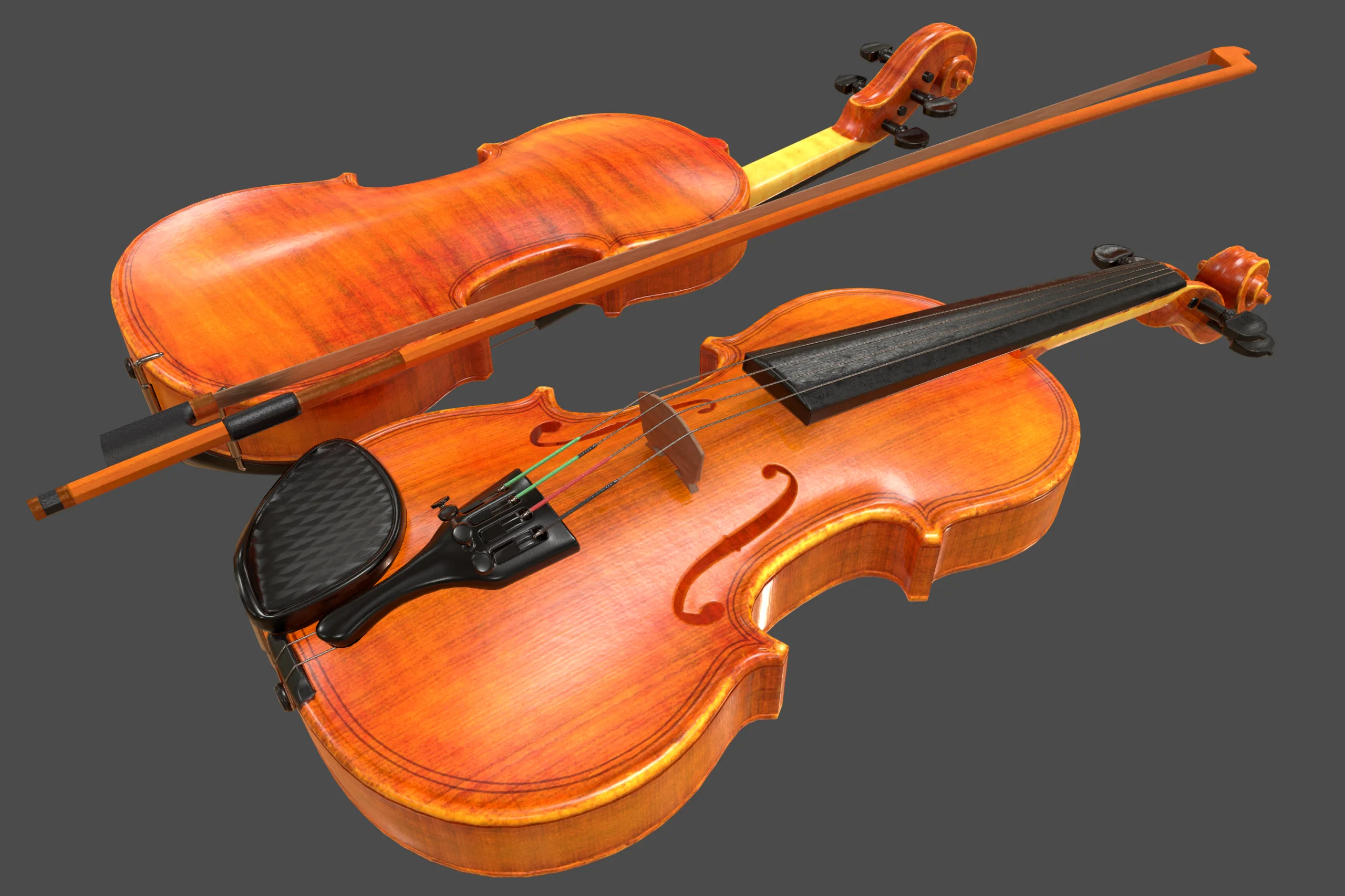 Violin and Bow - Low Poly