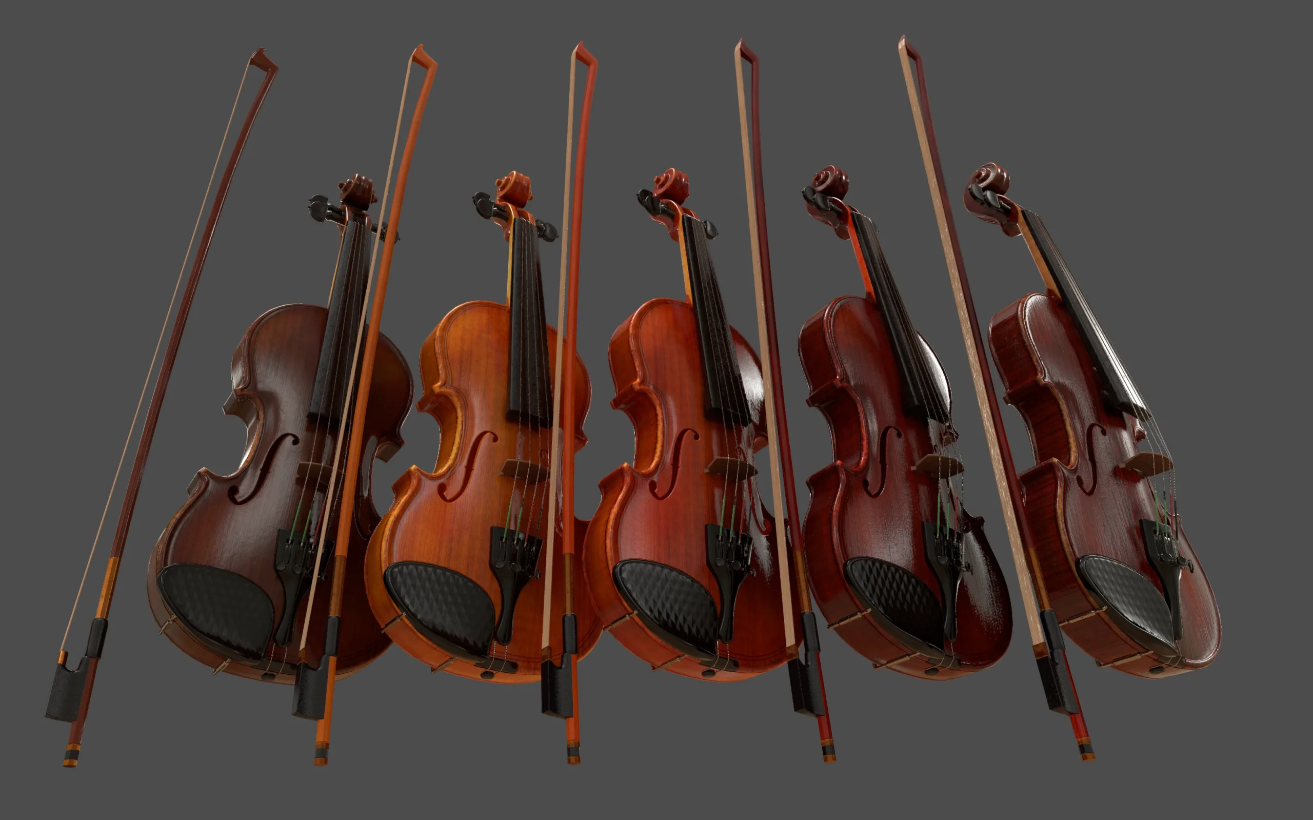 Violin and Bow - Low Poly