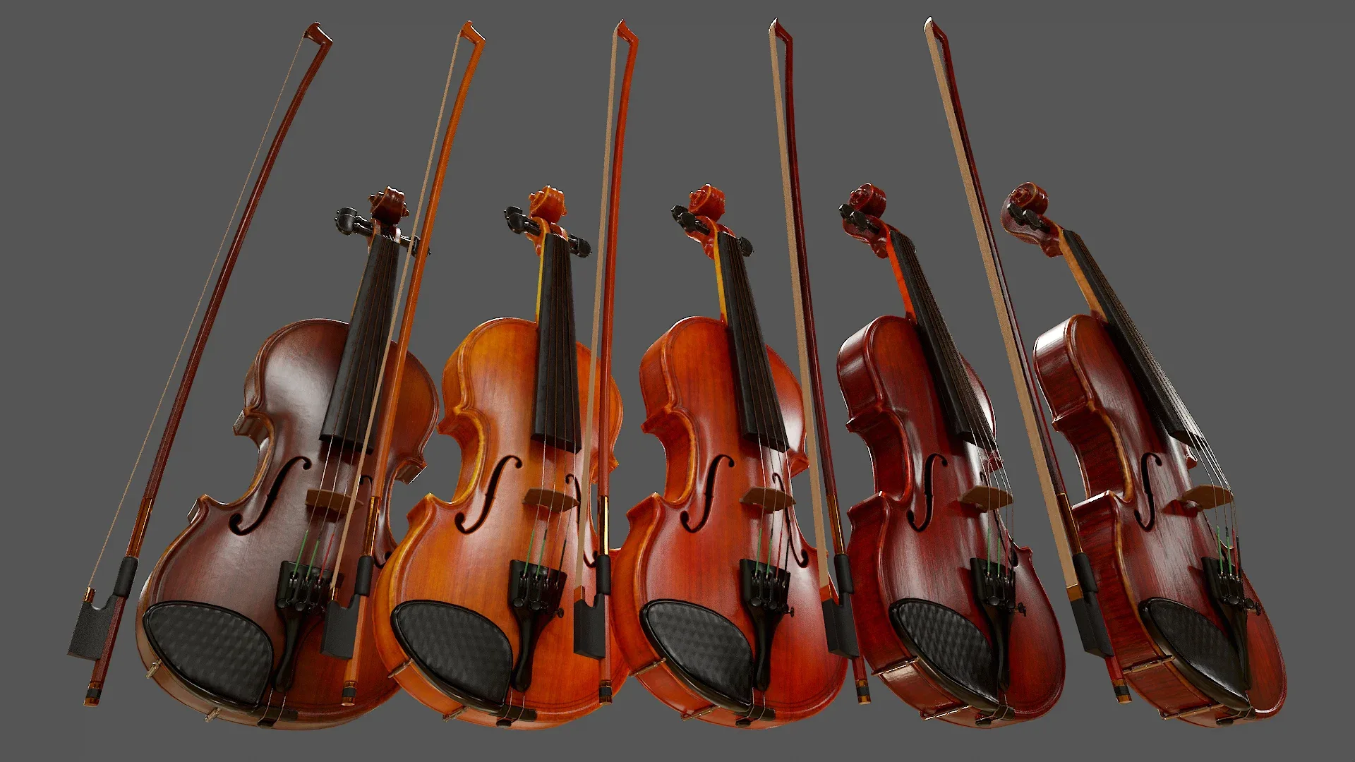 Violin and Bow - Low Poly