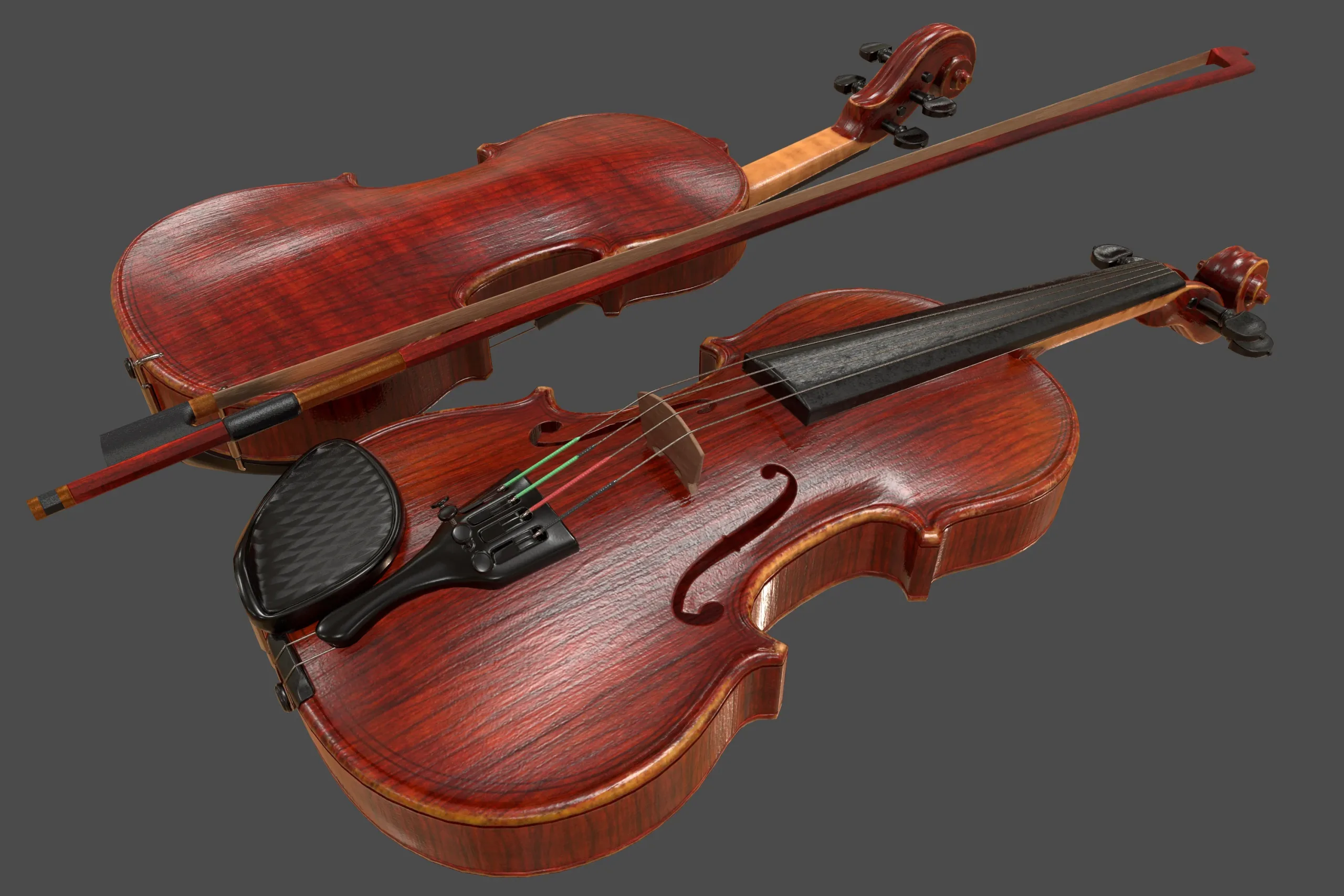 Violin and Bow - Low Poly