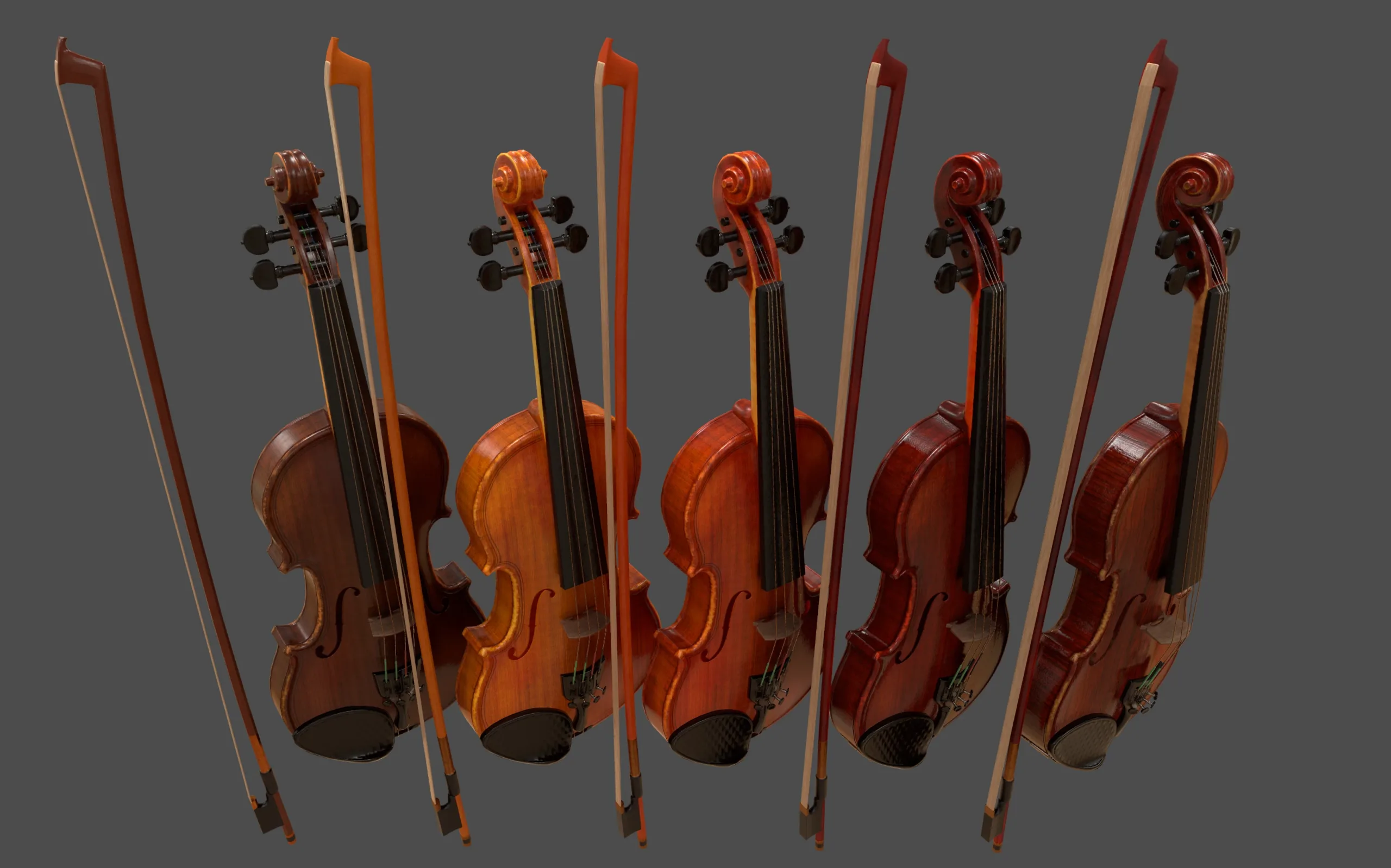 Violin and Bow - Low Poly