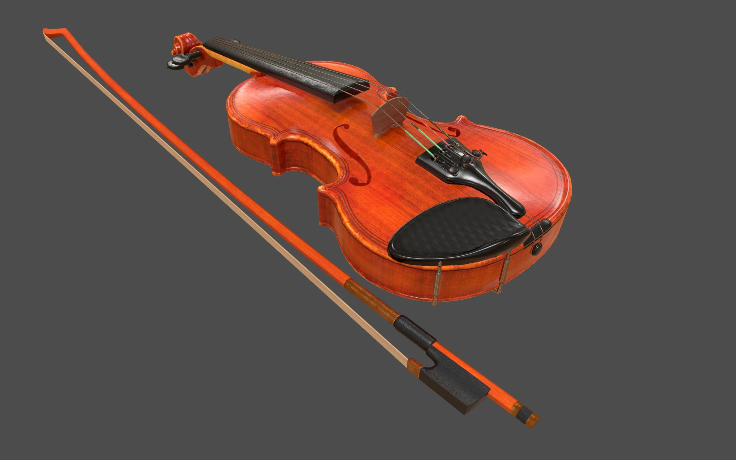 Violin and Bow - Low Poly