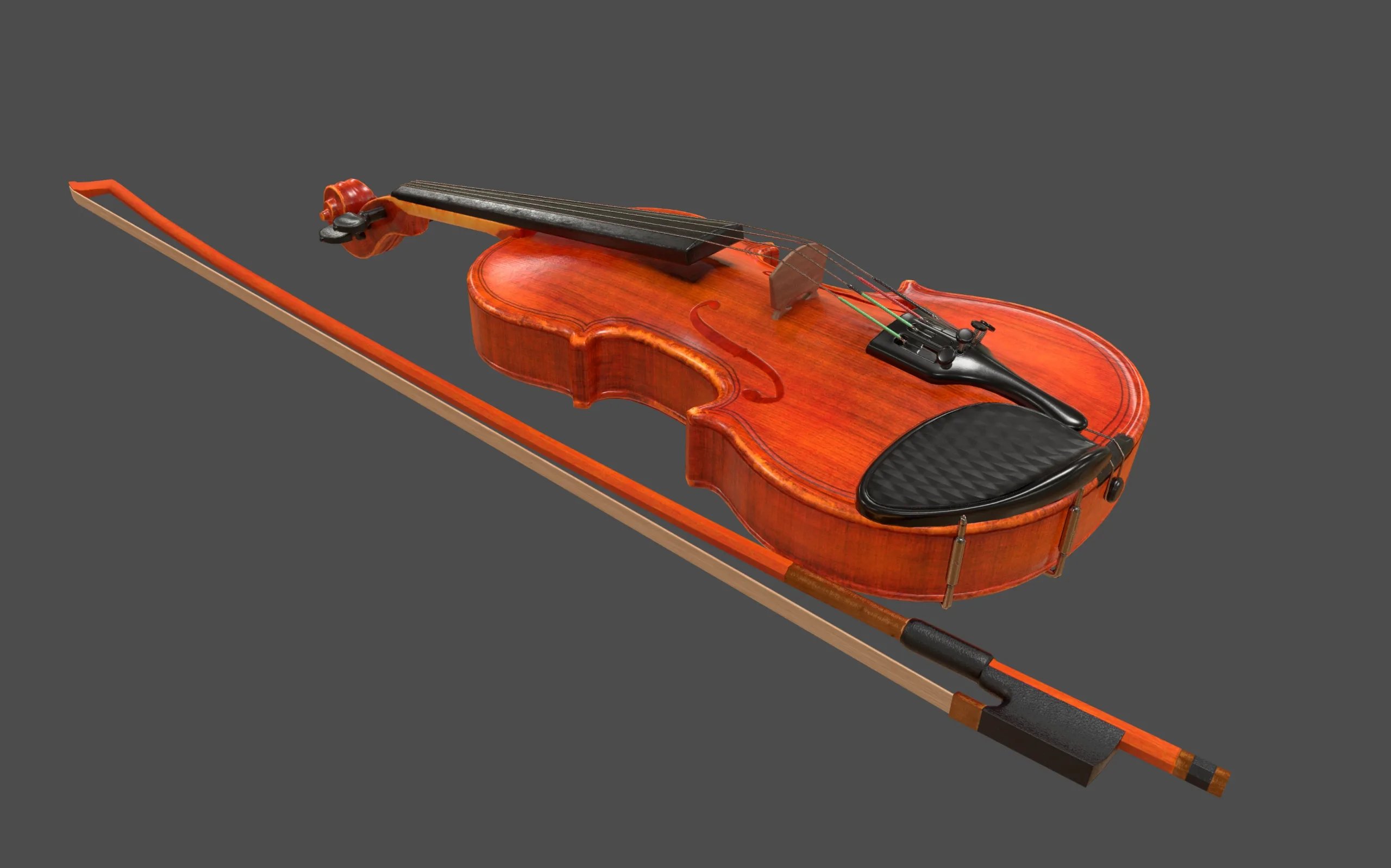 Violin and Bow - Low Poly