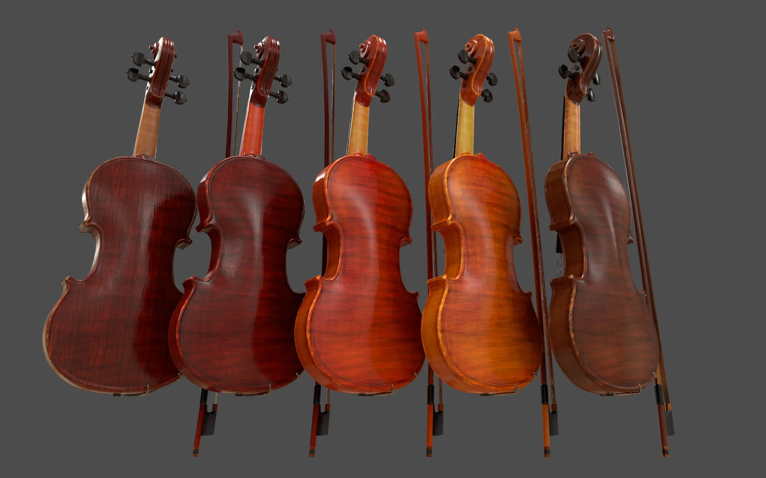 Violin and Bow - Low Poly