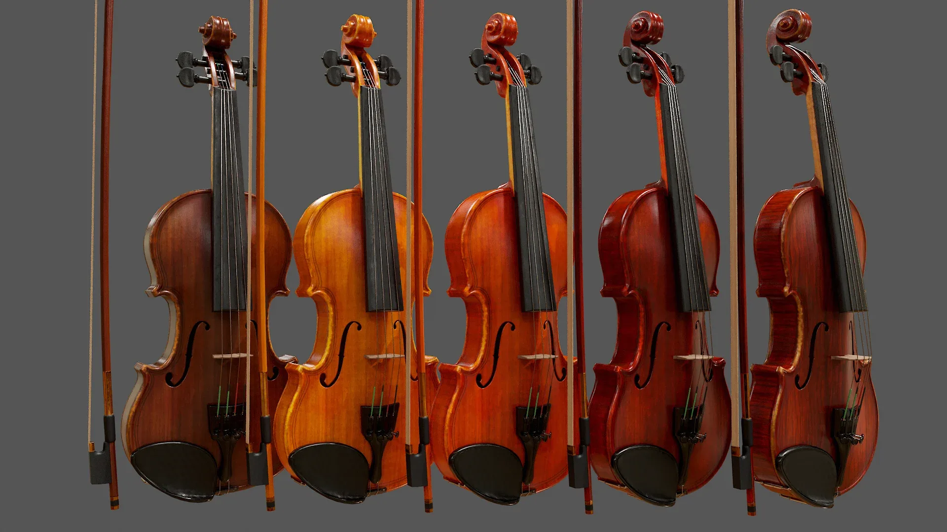 Violin and Bow - Low Poly