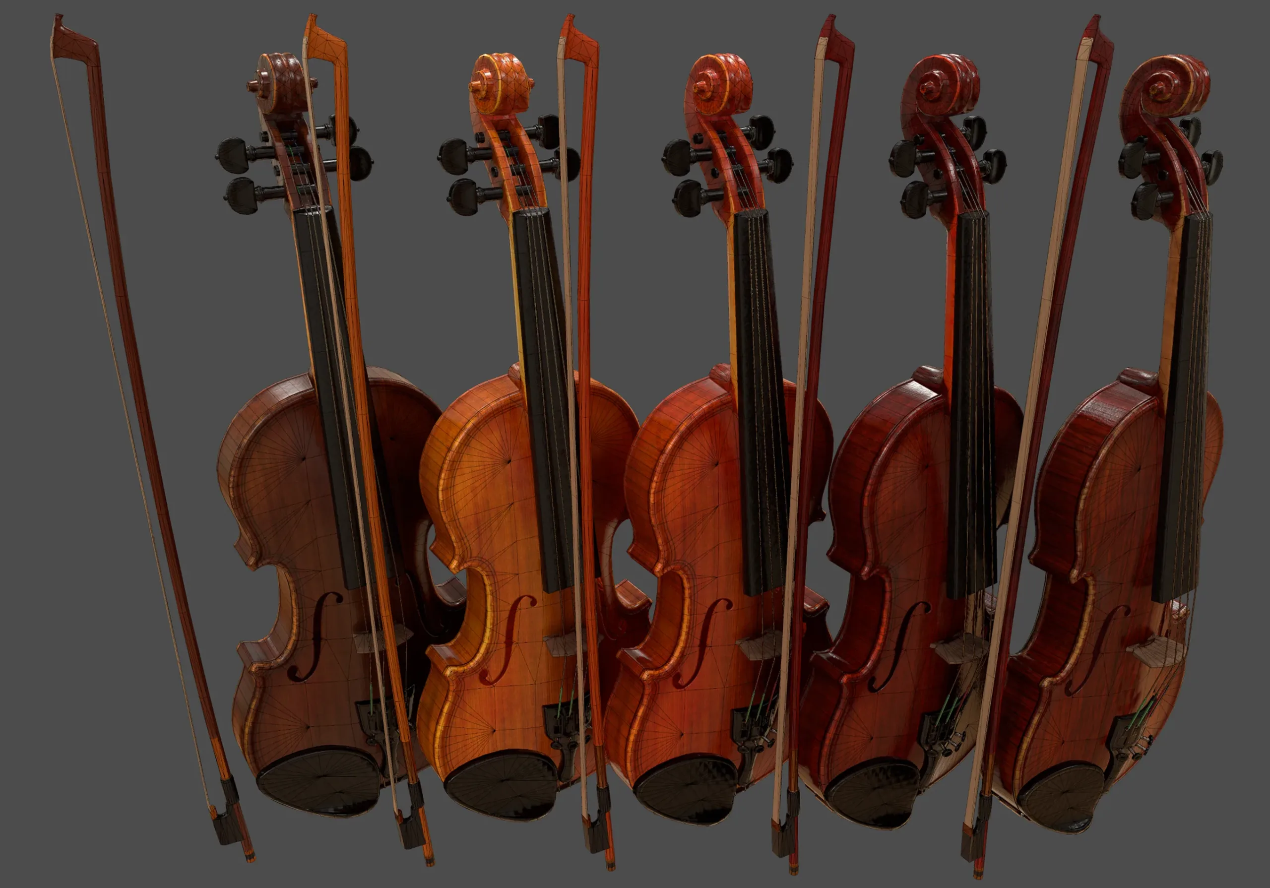 Viola and Bow - Low Poly