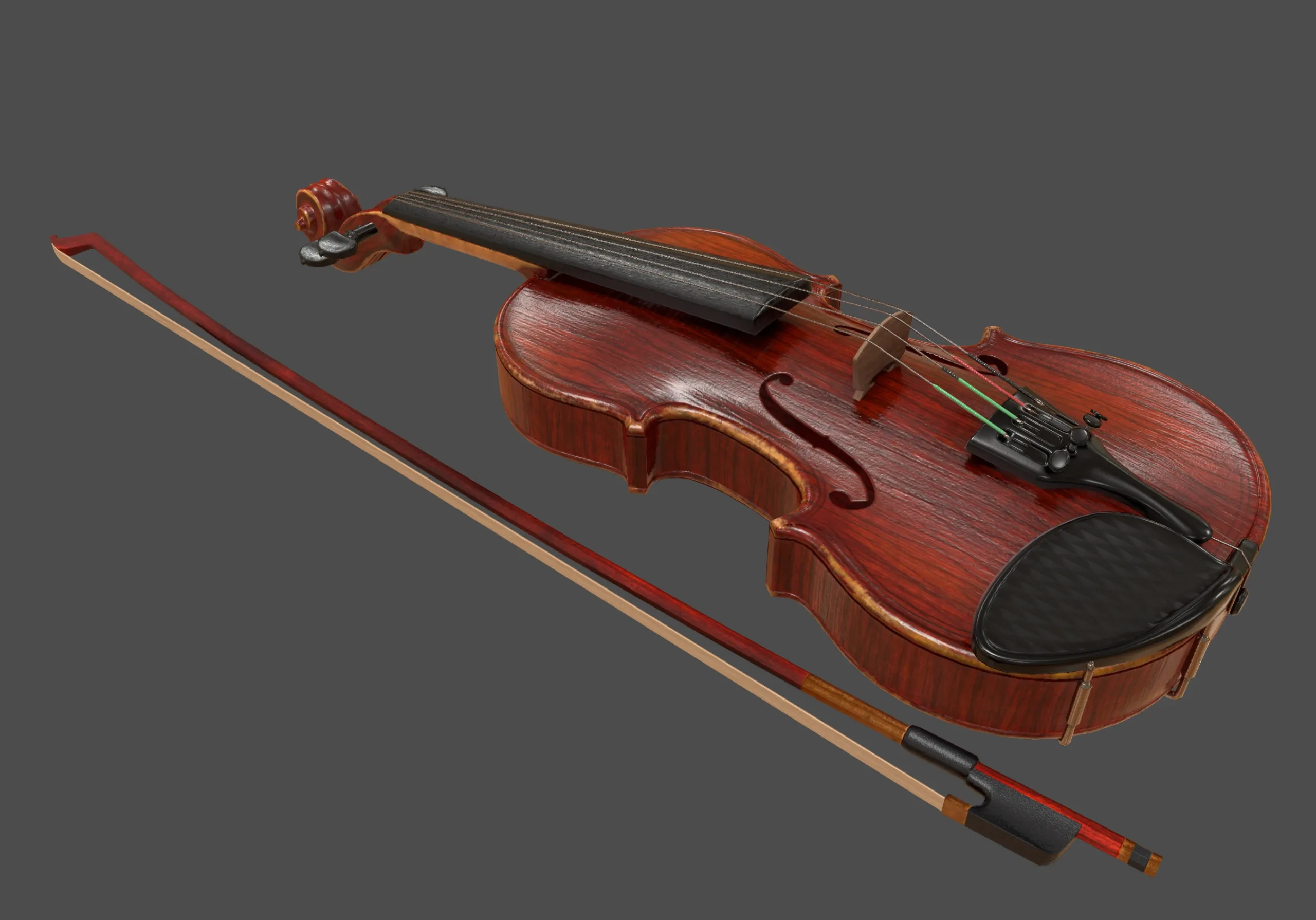 Viola and Bow - Low Poly