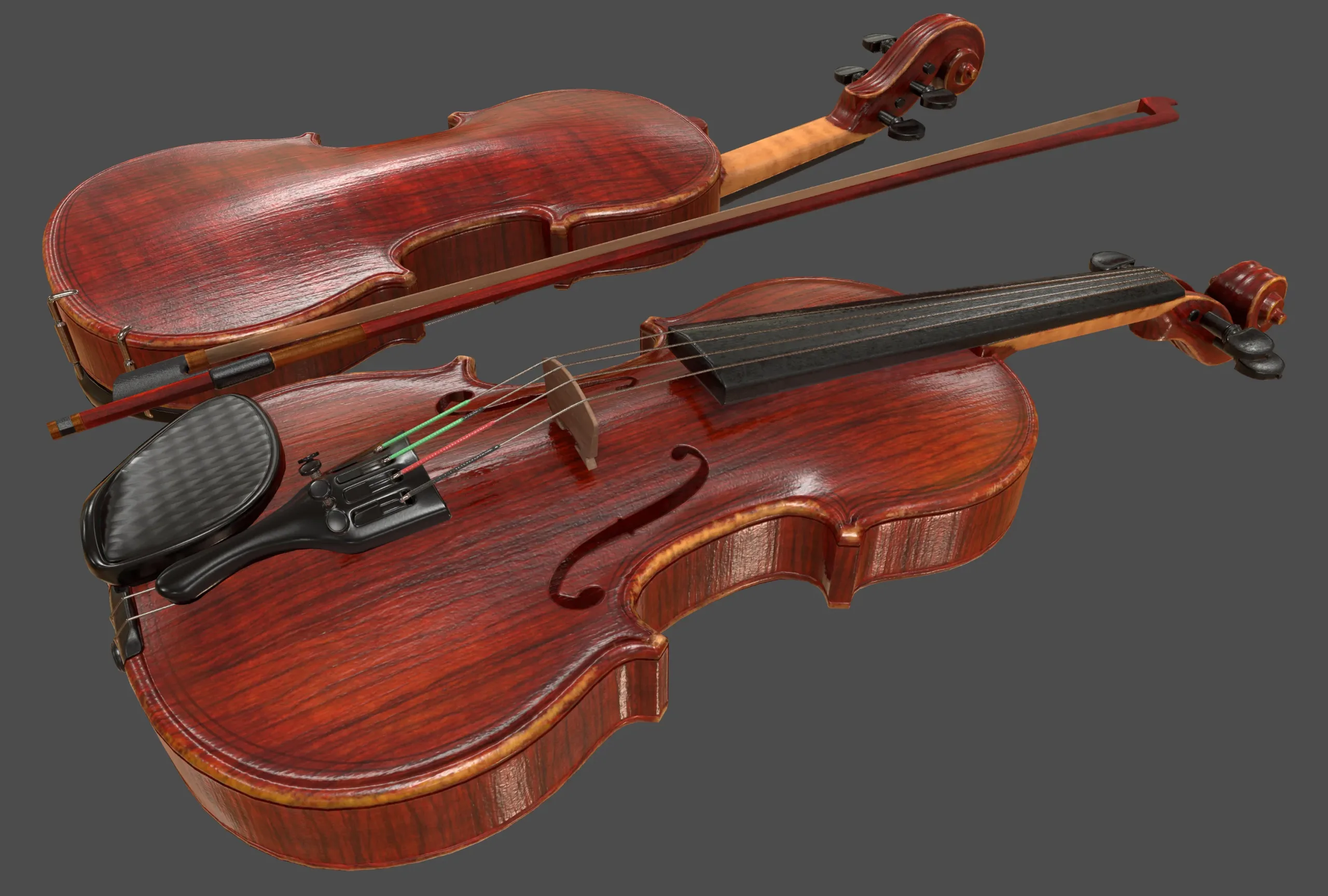 Viola and Bow - Low Poly