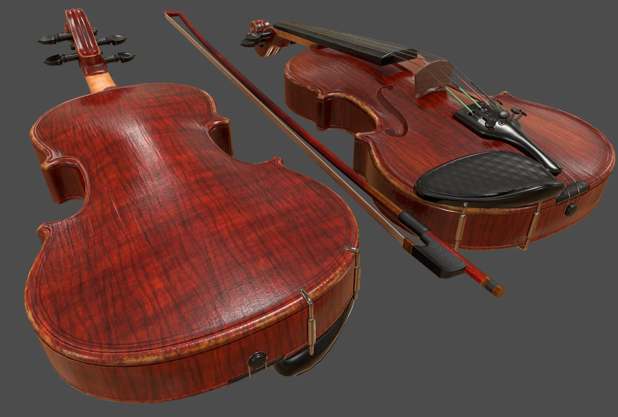 Viola and Bow - Low Poly