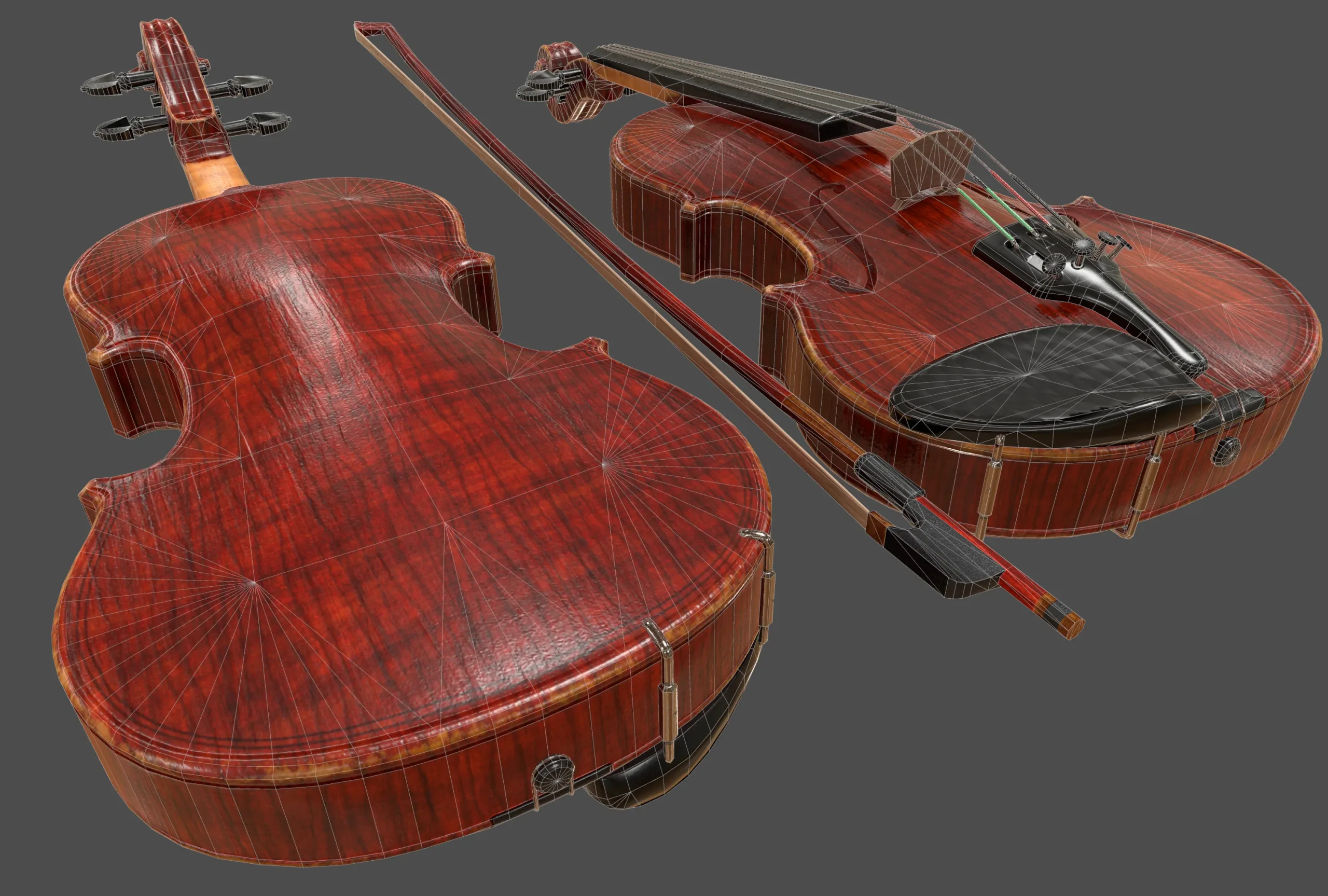 Viola and Bow - Low Poly