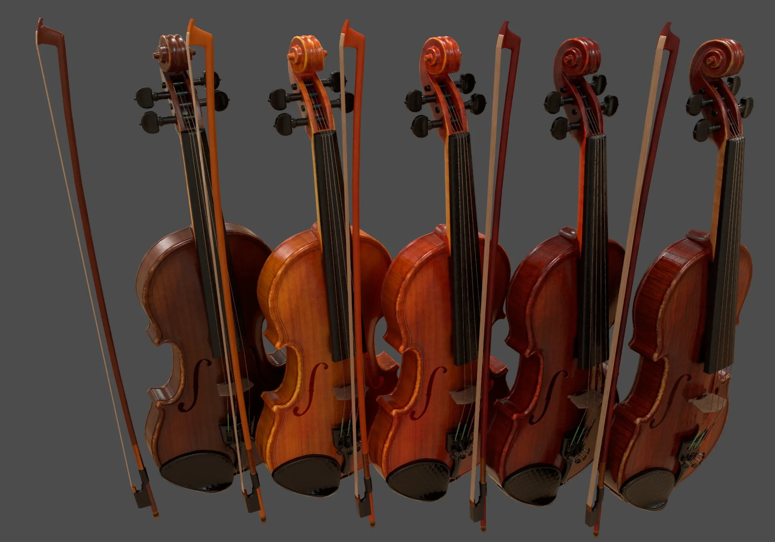 Viola and Bow - Low Poly