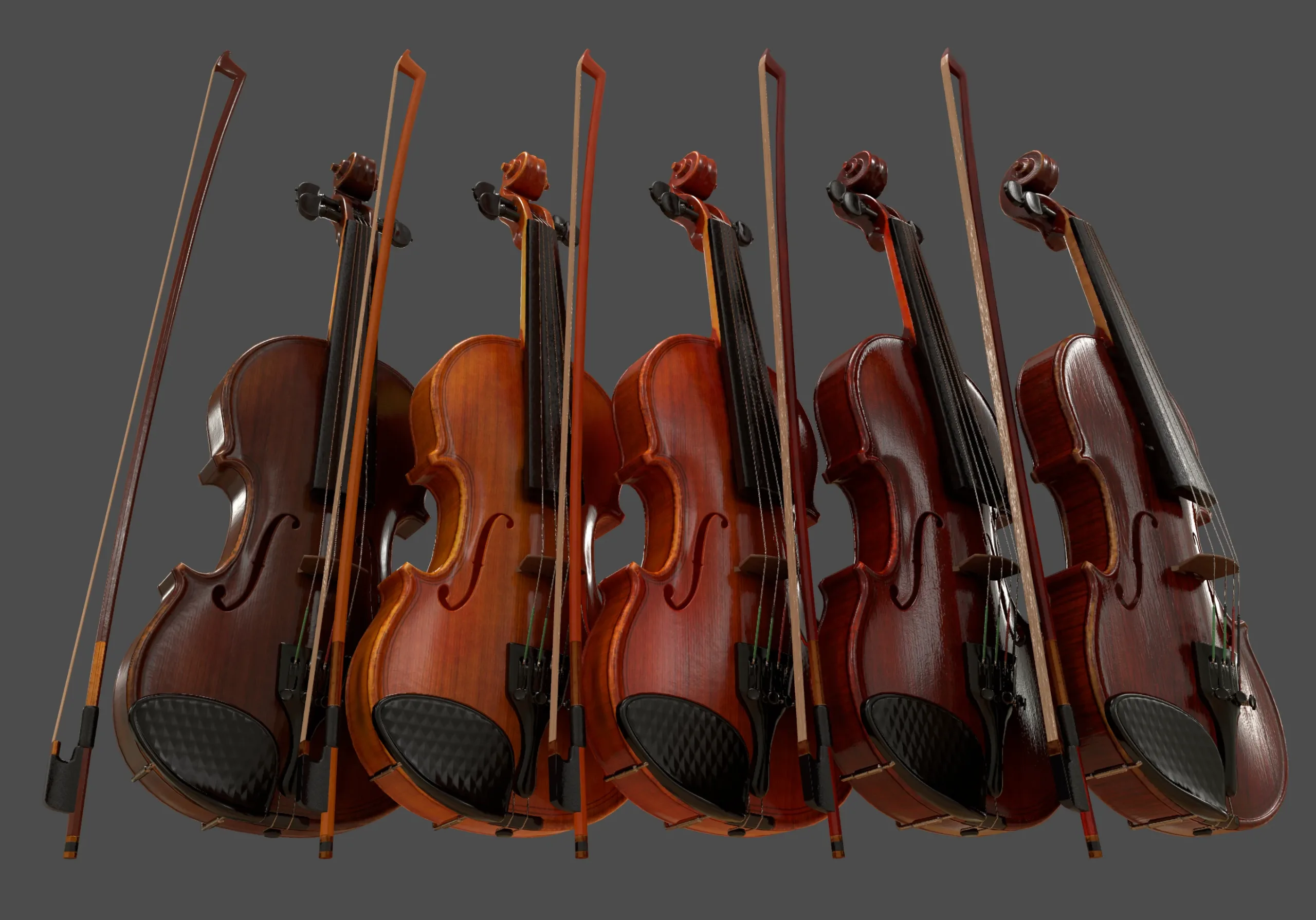 Viola and Bow - Low Poly