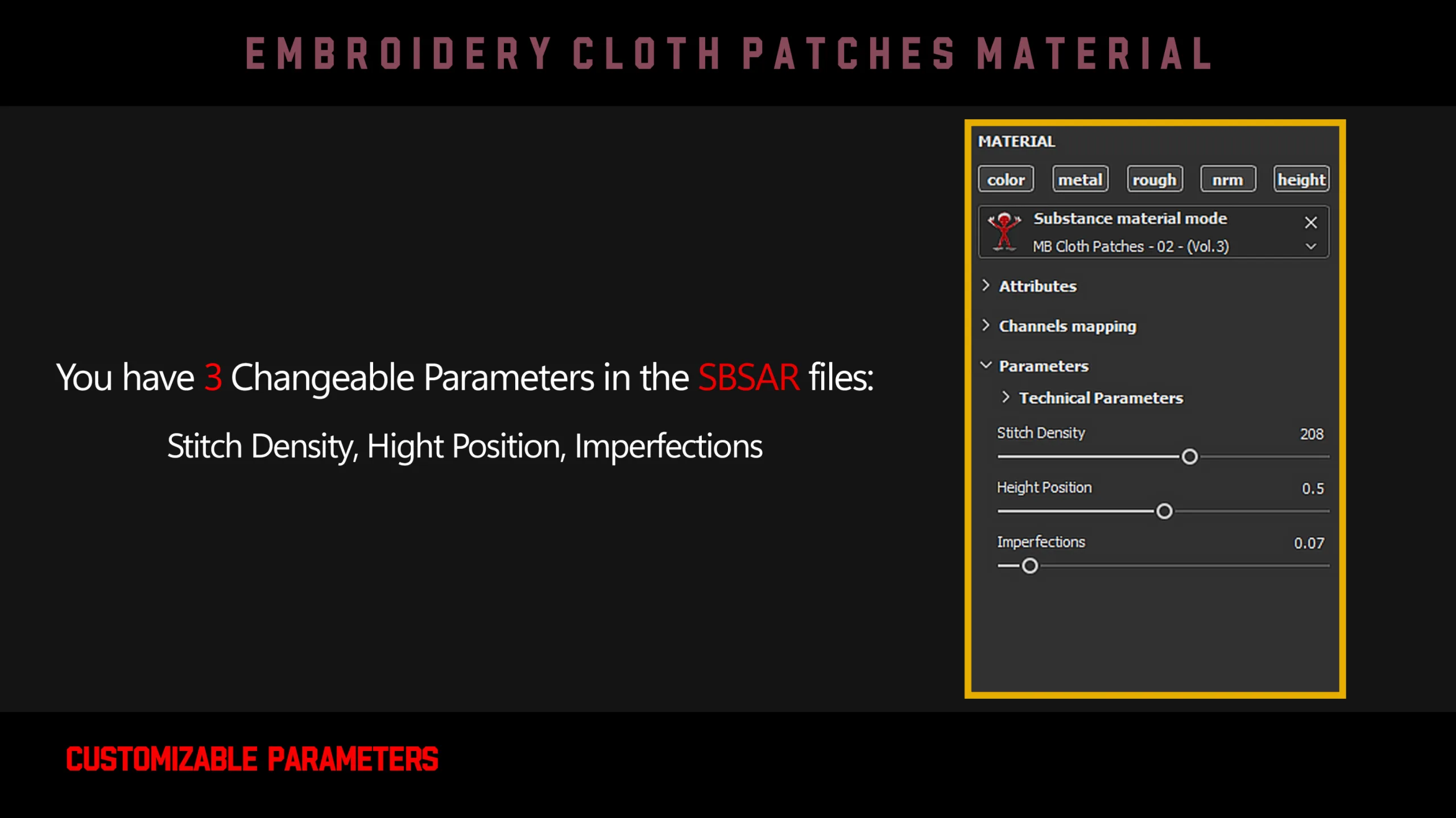 " 55 Embroidery Cloth Patches Materials " / SBSAR - Video Tutorial (Vol.3)