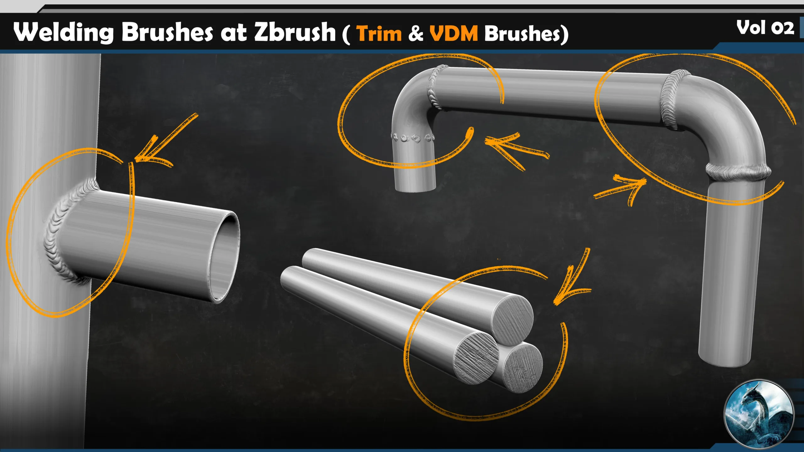 40 Welding Brushes at Zbrush ( Trim & VDM Brushes) Vol 02