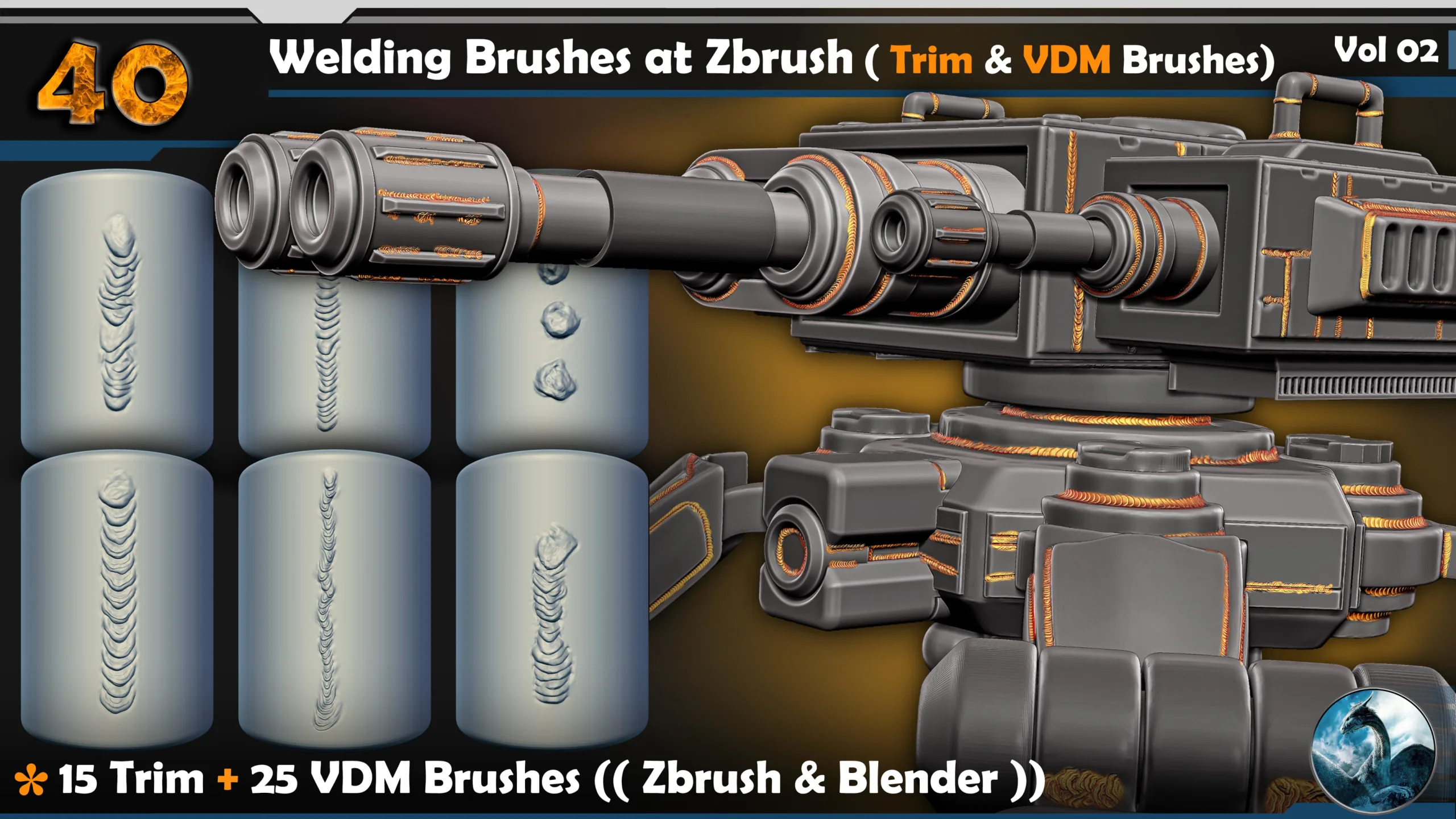 40 Welding Brushes at Zbrush ( Trim & VDM Brushes) Vol 02