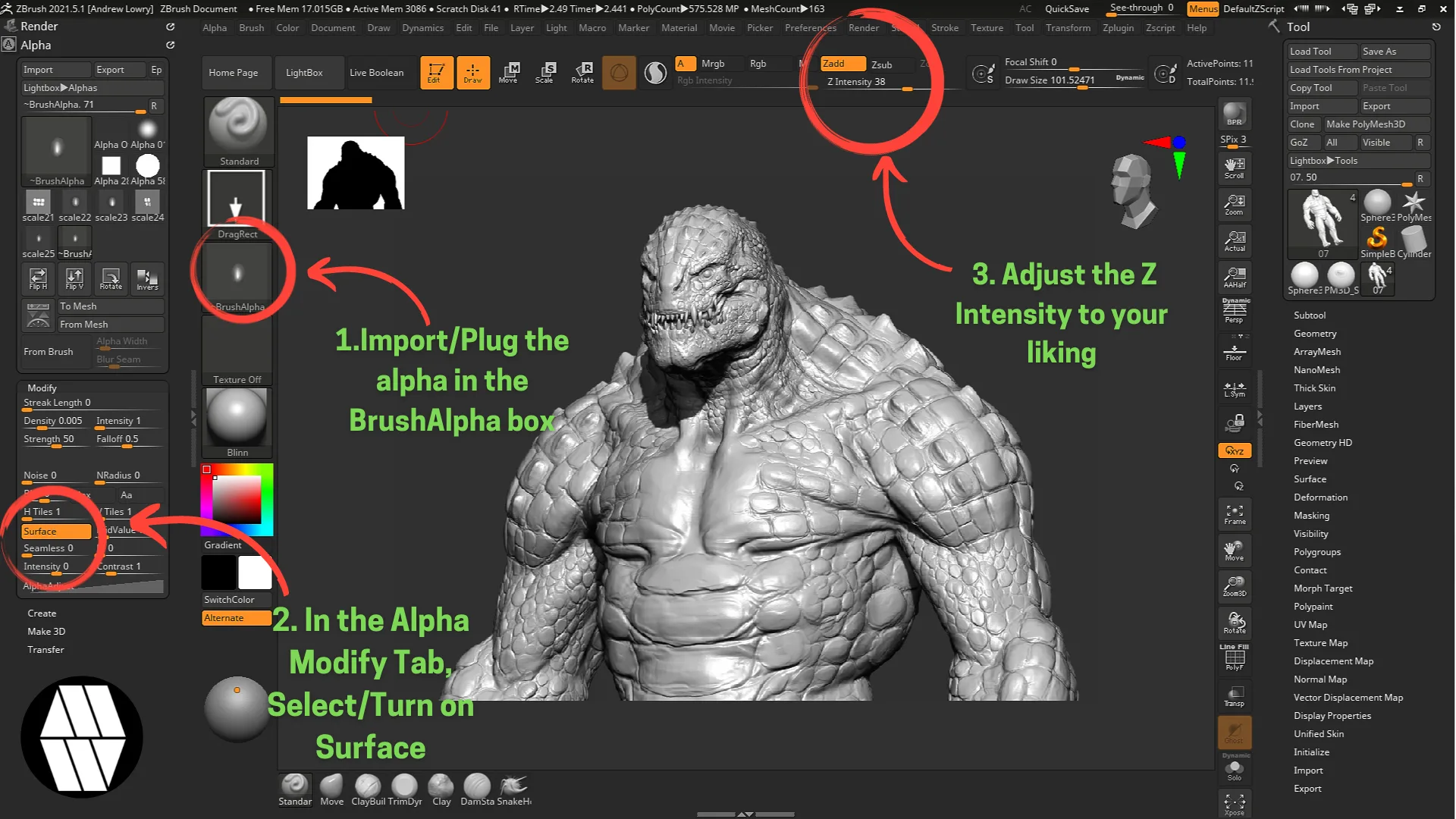 20 Skin Alphas and VDM Brush: Volume 2 - Custom made Skin Alphas to use in ZBrush