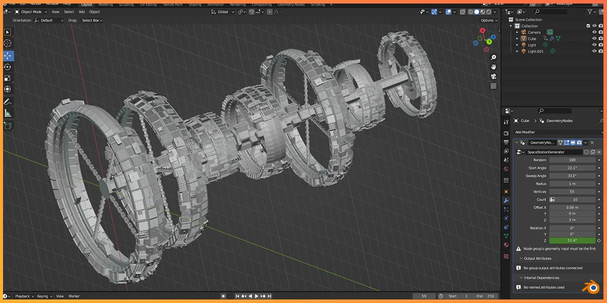 Blender Tutorial - Procedural Modeling Masterclass Procedural Space Station Generator