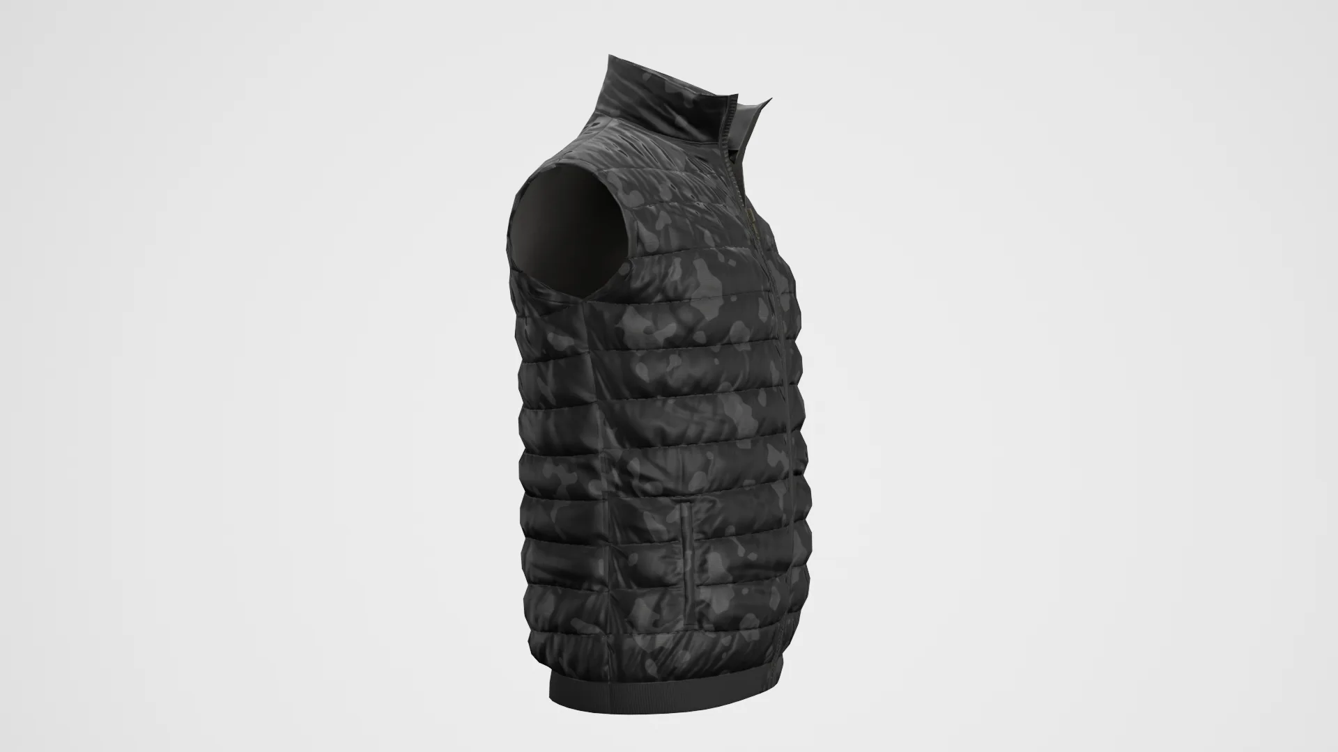 Jacket Sleeveless Camouflage Black