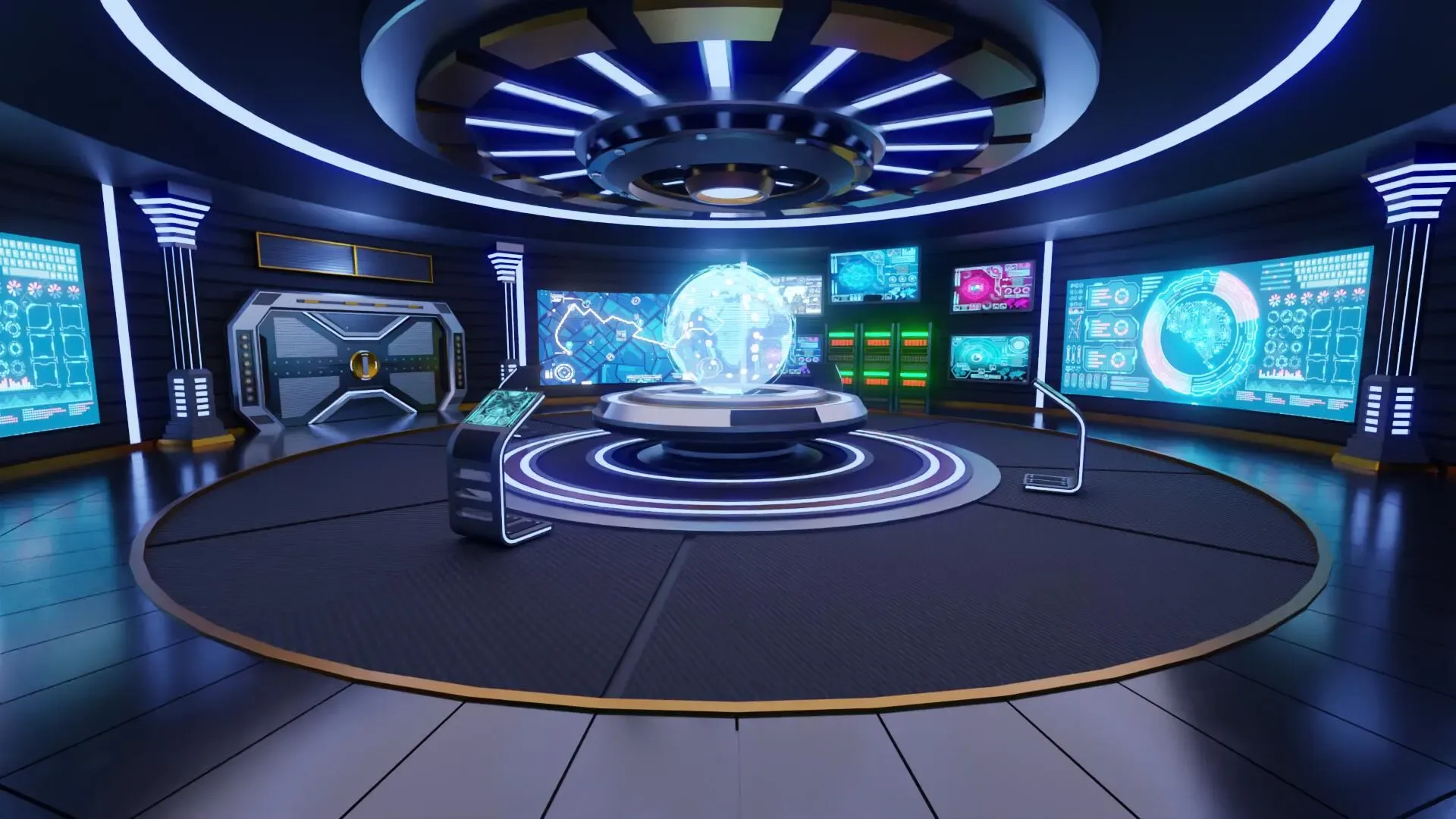 Sci-Fi Command Room Interior 3D Model