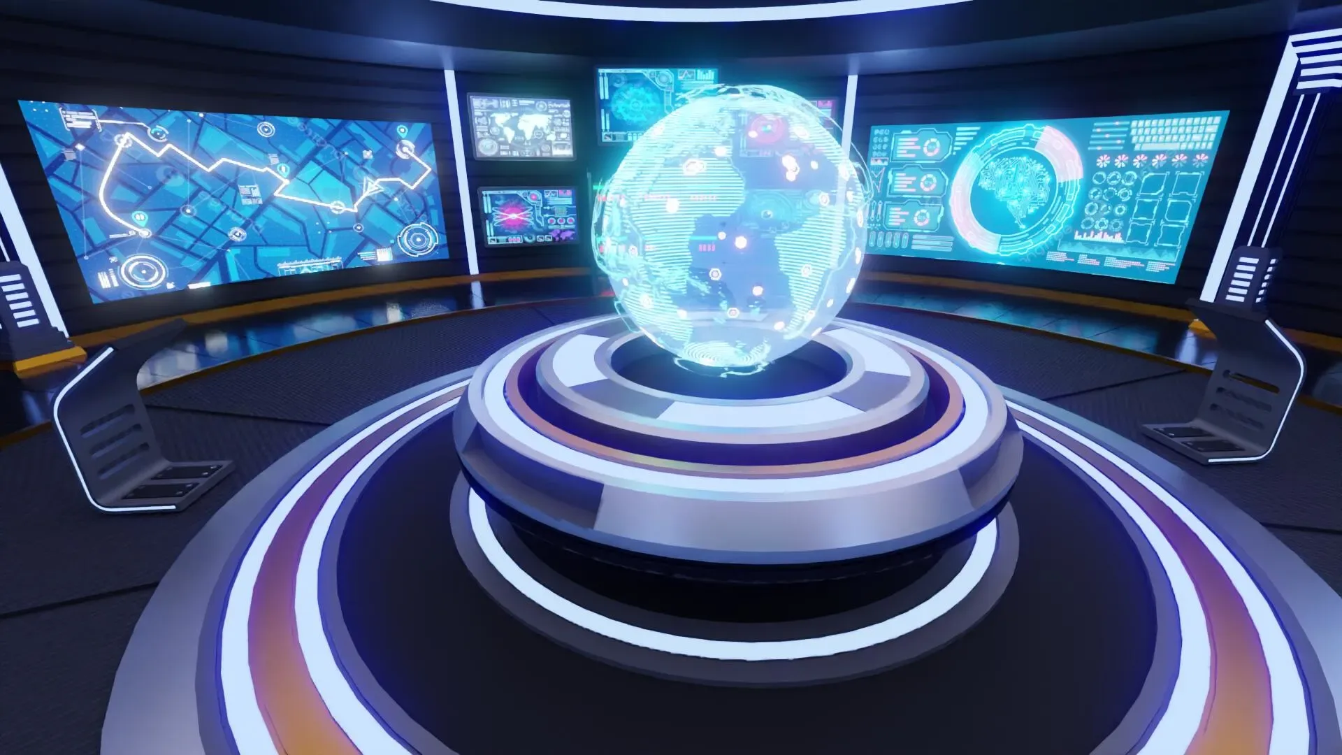 Sci-Fi Command Room Interior 3D Model