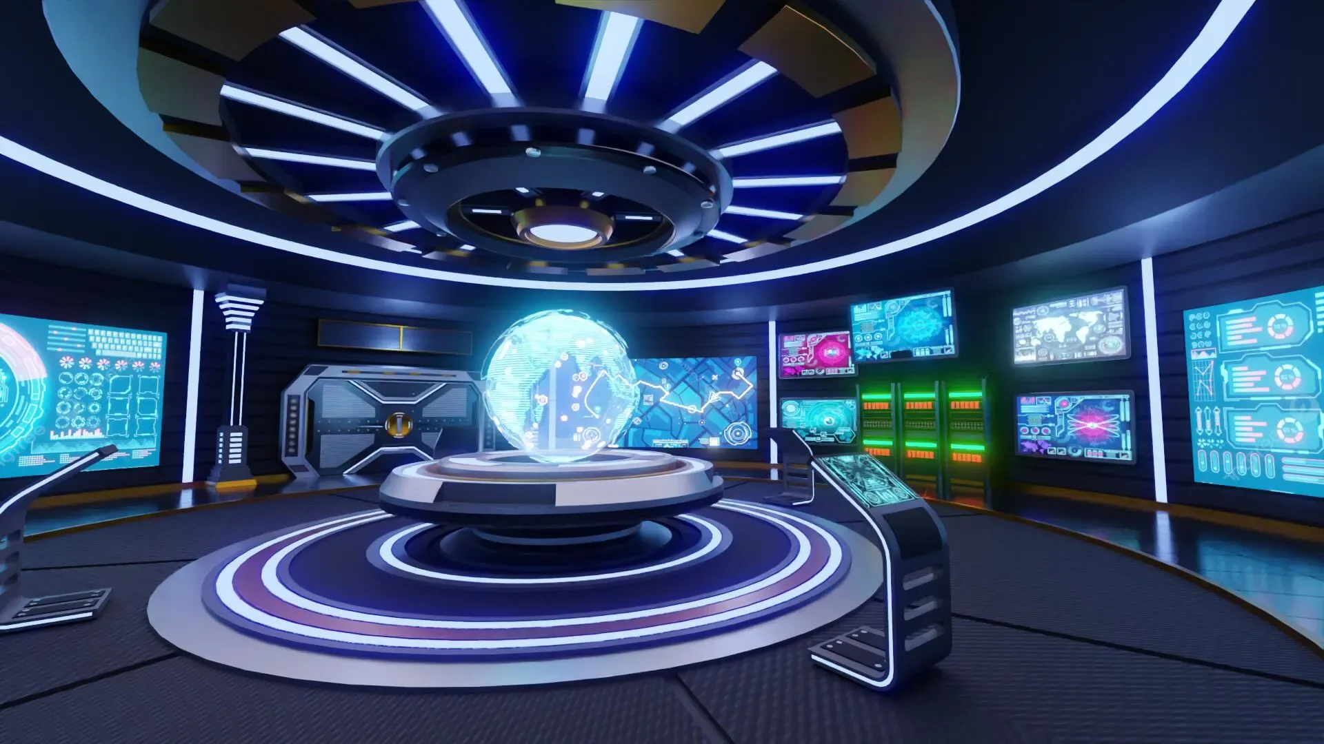 Sci-Fi Command Room Interior 3D Model