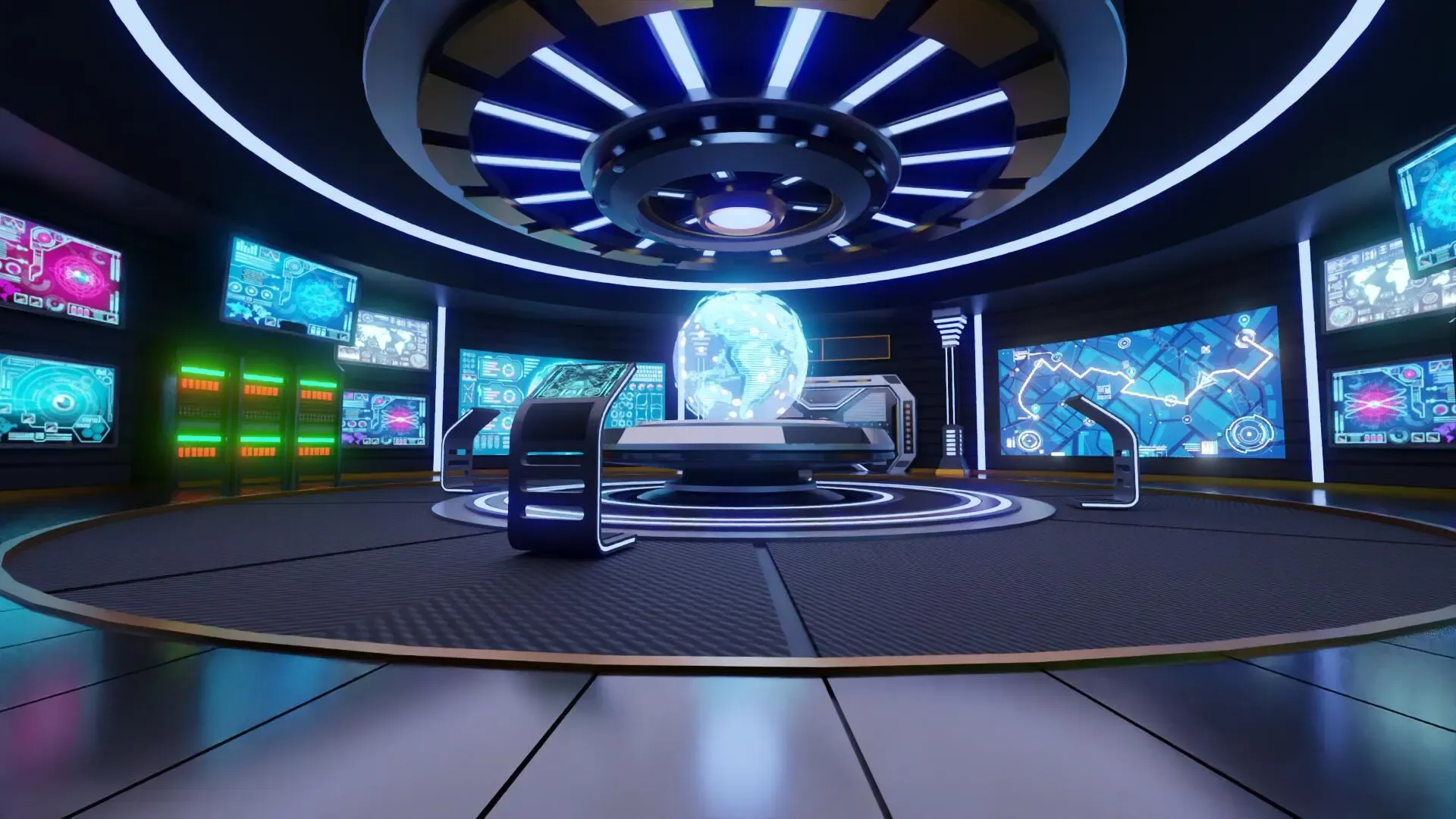 Sci-Fi Command Room Interior 3D Model