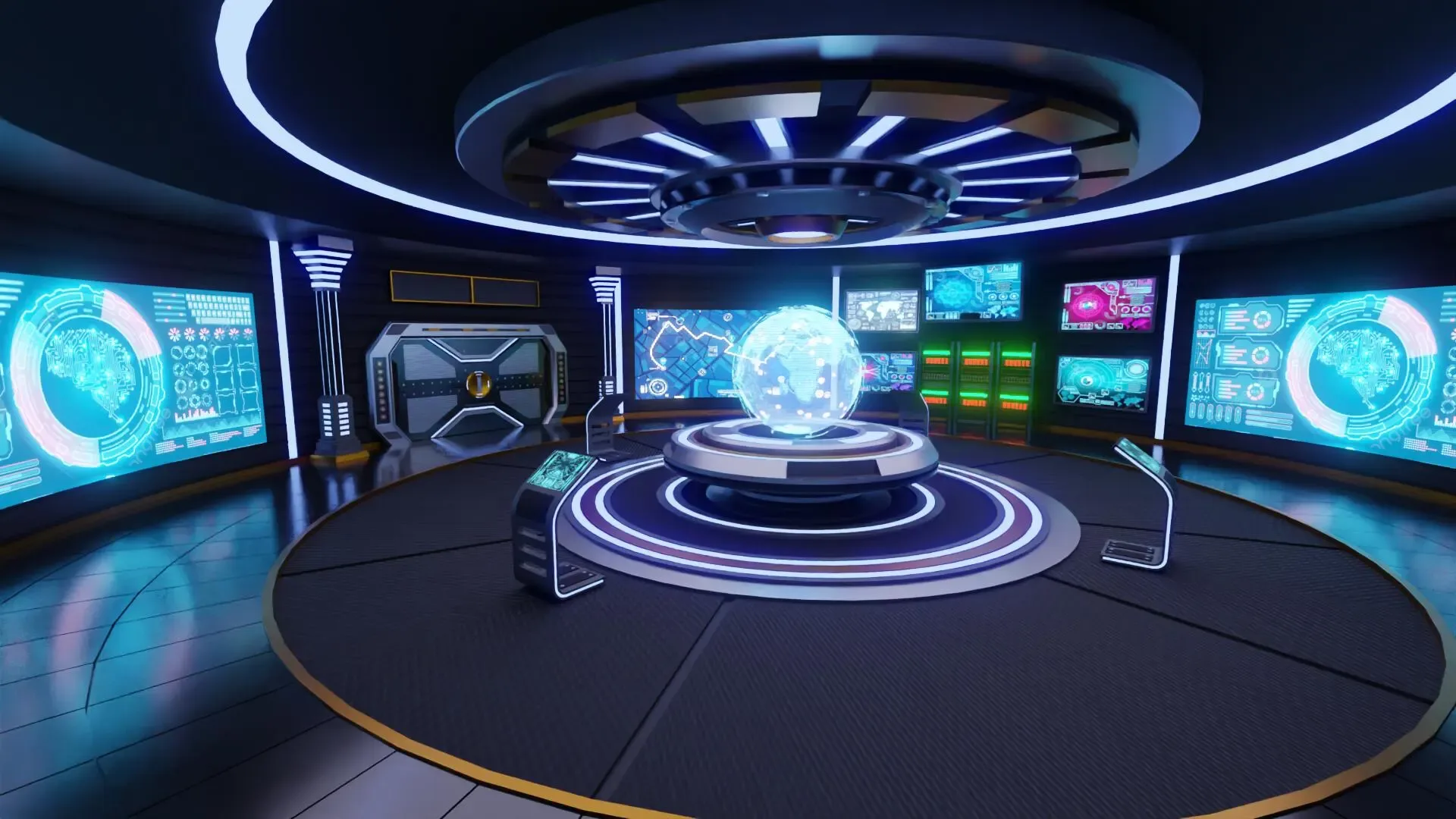 Sci-Fi Command Room Interior 3D Model