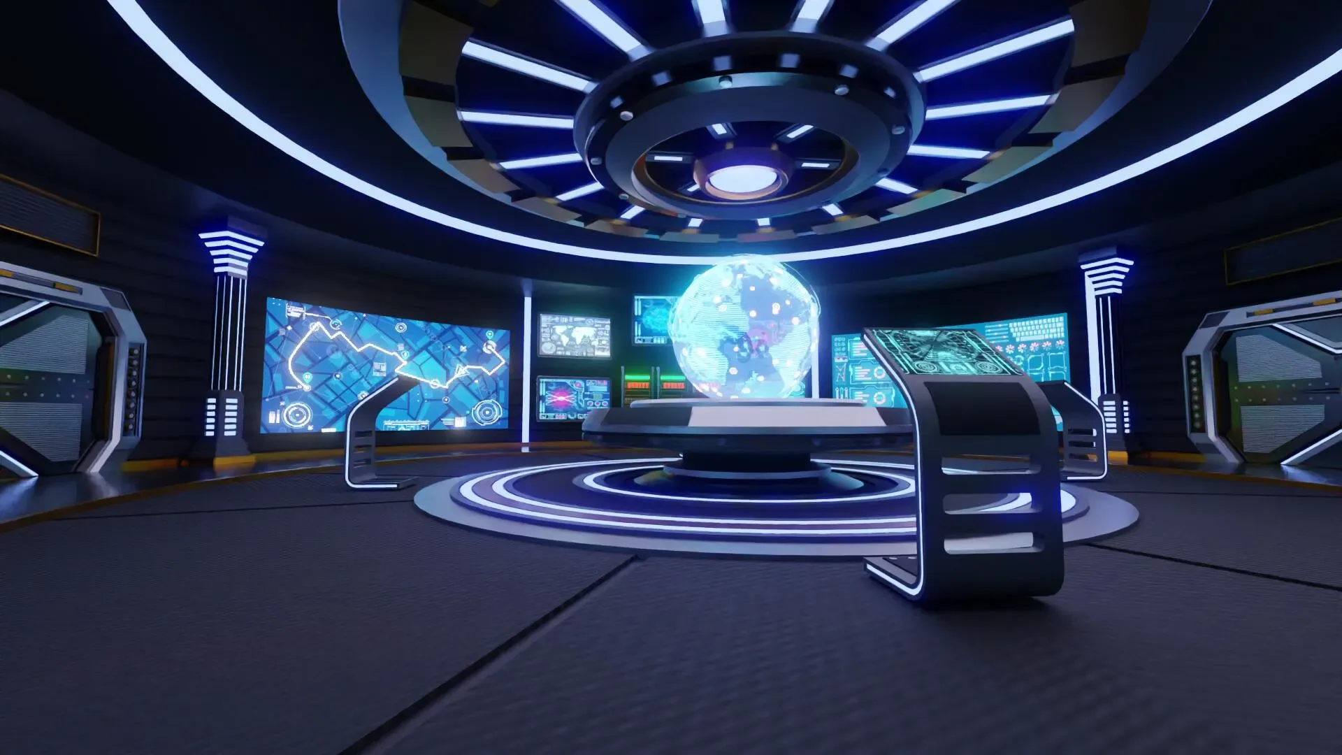 Sci-Fi Command Room Interior 3D Model