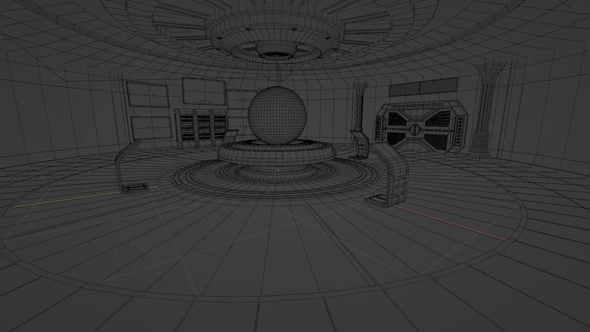 Sci-Fi Command Room Interior 3D Model