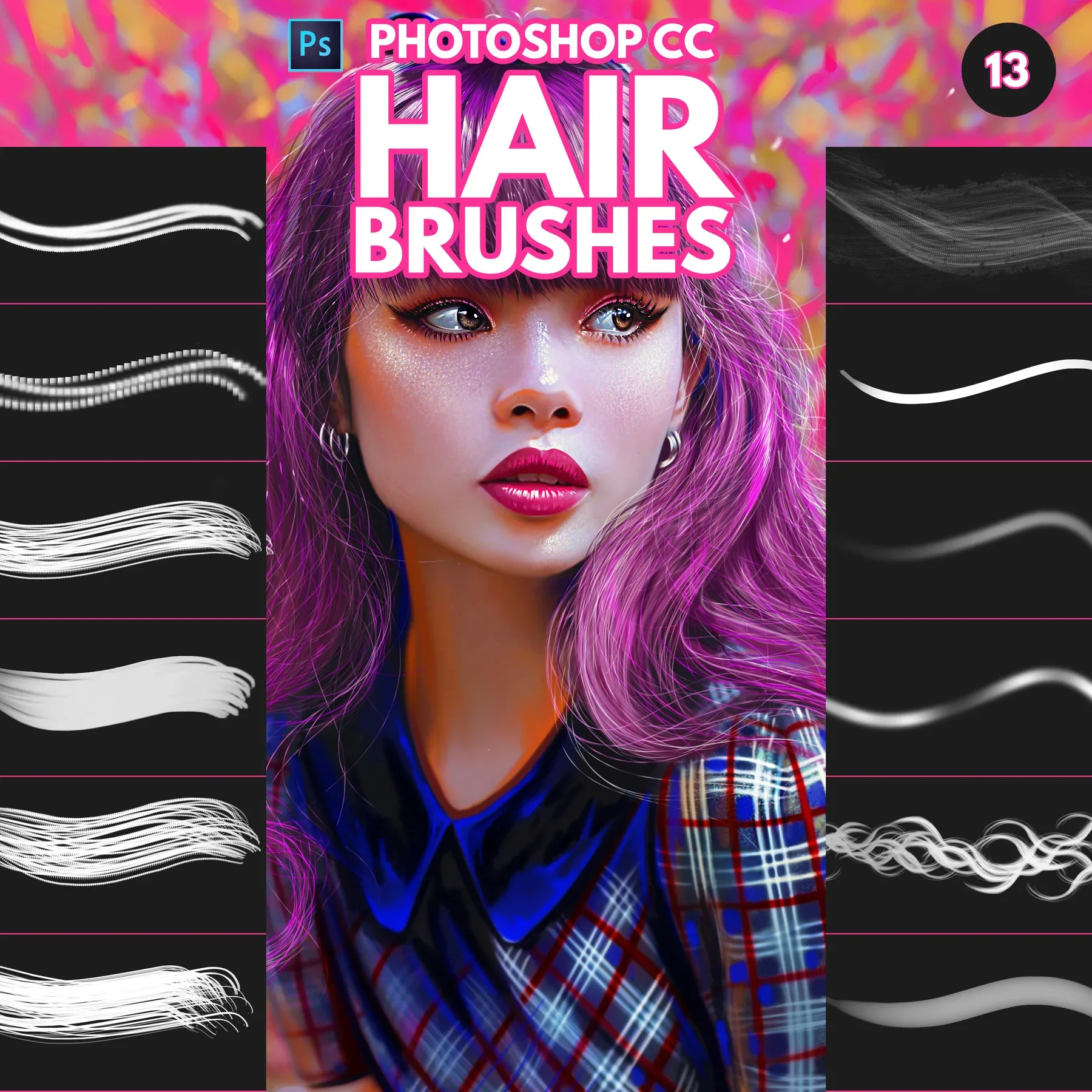 Hair Brushes for Photoshop and Procreate