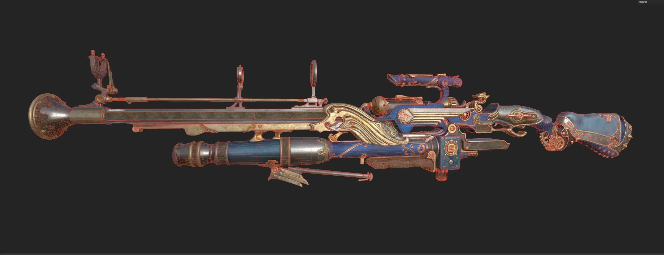 Steampunk Gun Low-Poly 3D model