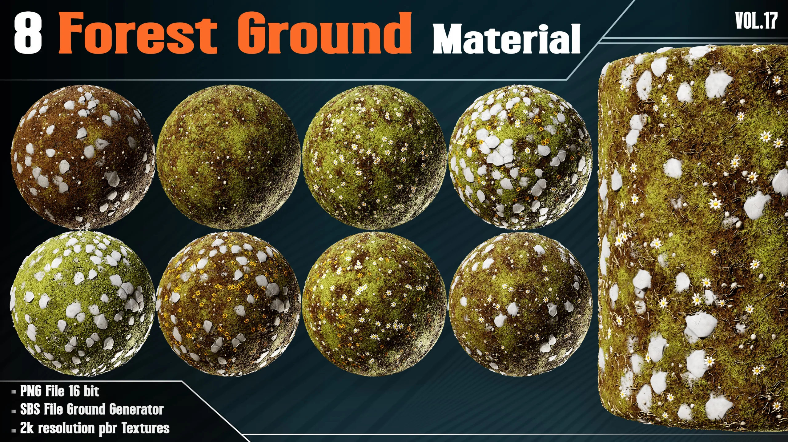 8 Forest Ground Material - Vol.17 ( PBR Textures + SBS File )