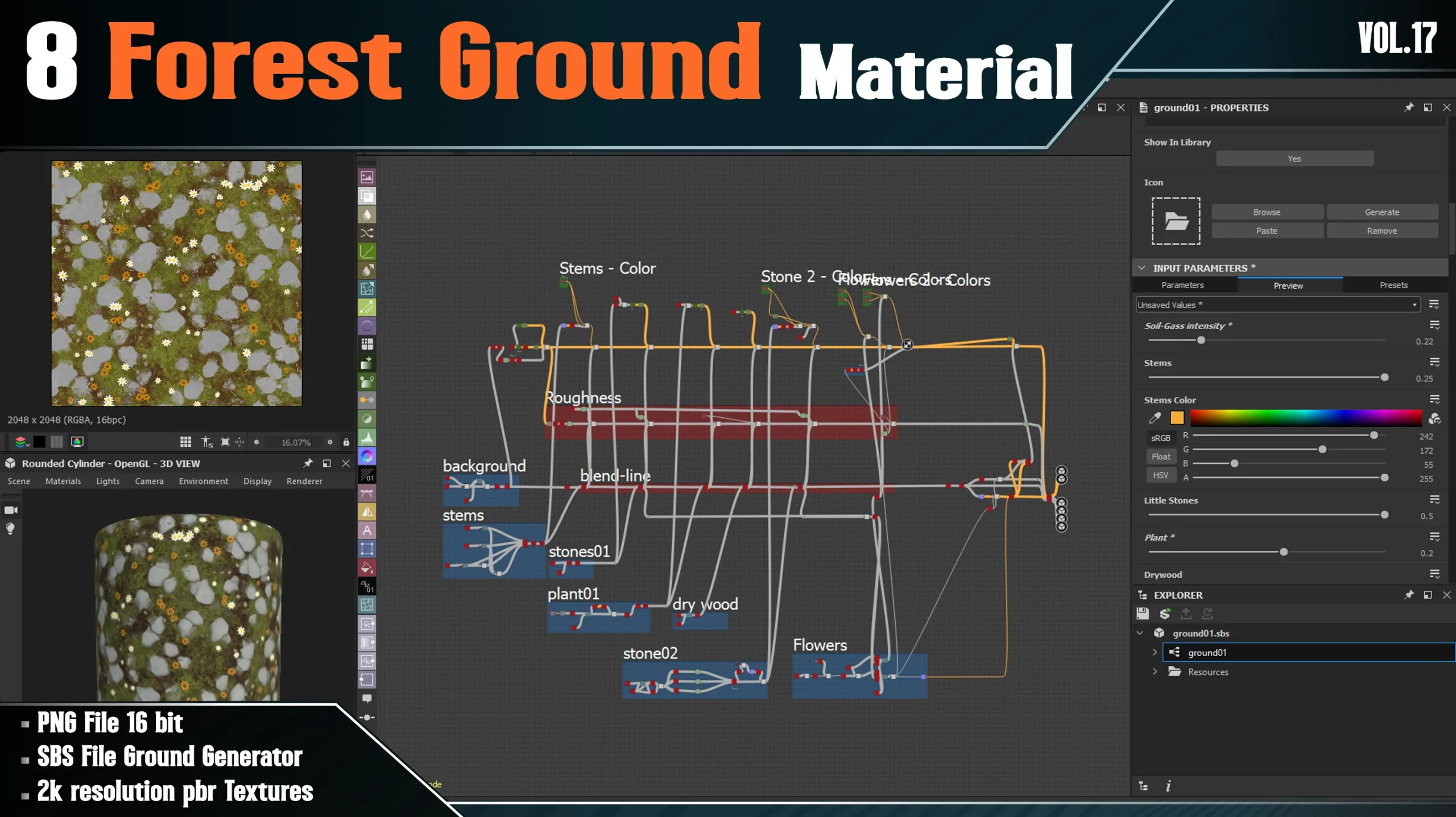 8 Forest Ground Material - Vol.17 ( PBR Textures + SBS File )