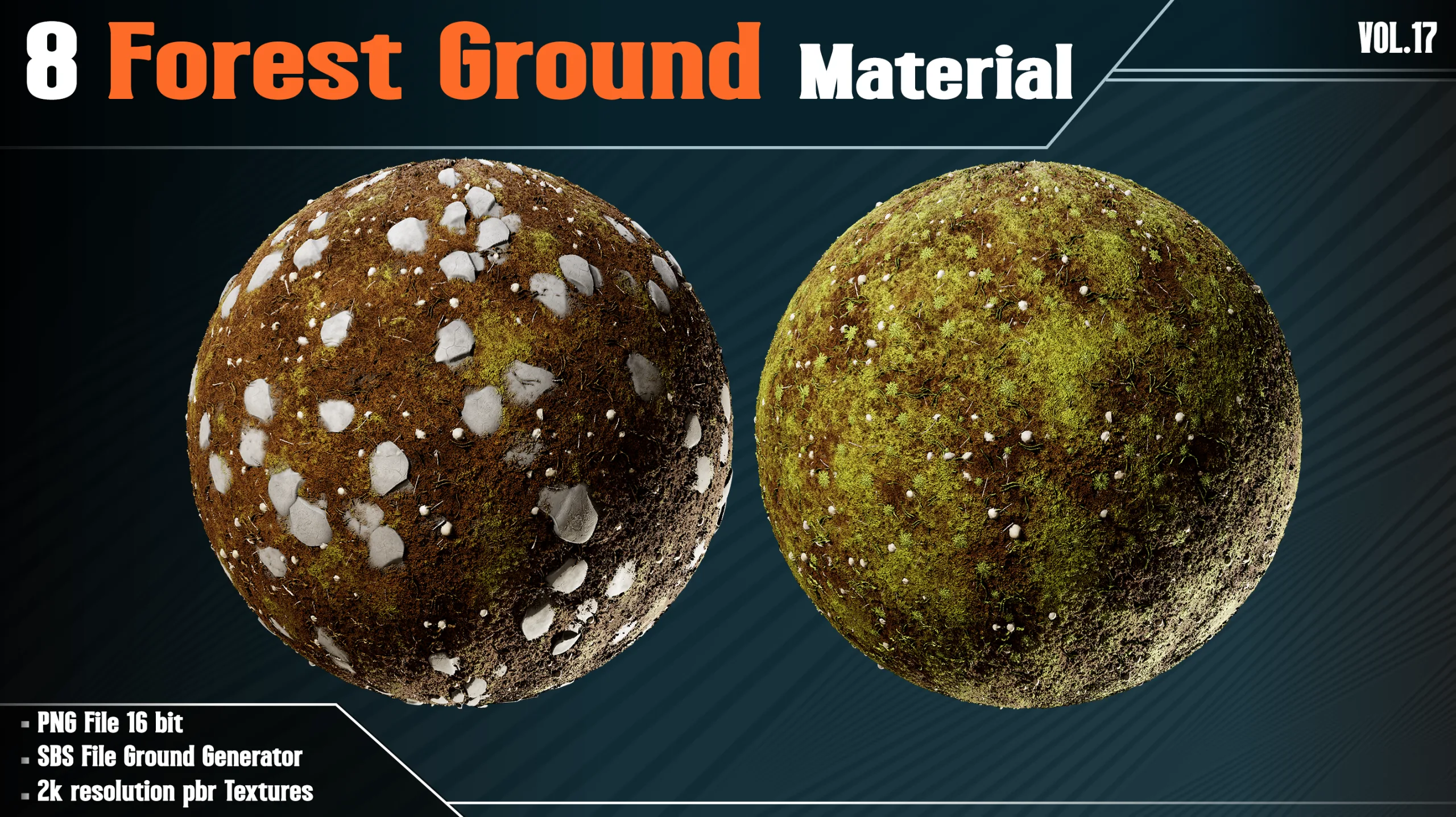 8 Forest Ground Material - Vol.17 ( PBR Textures + SBS File )