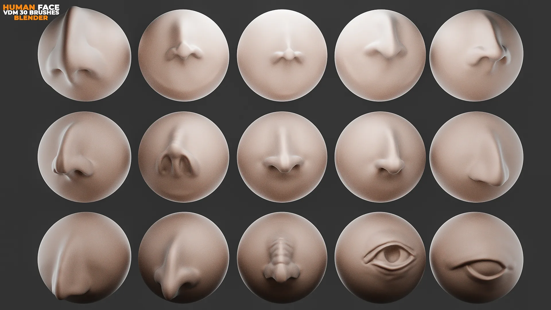 Human Face Vdm Brushes For Blender. Asset Browser.