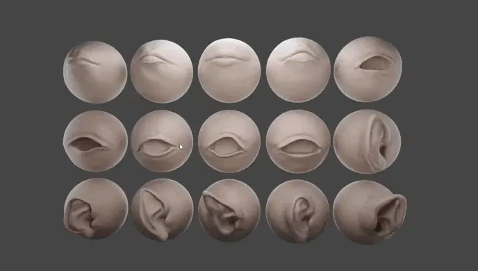 Human Face Vdm Brushes For Blender. Asset Browser.