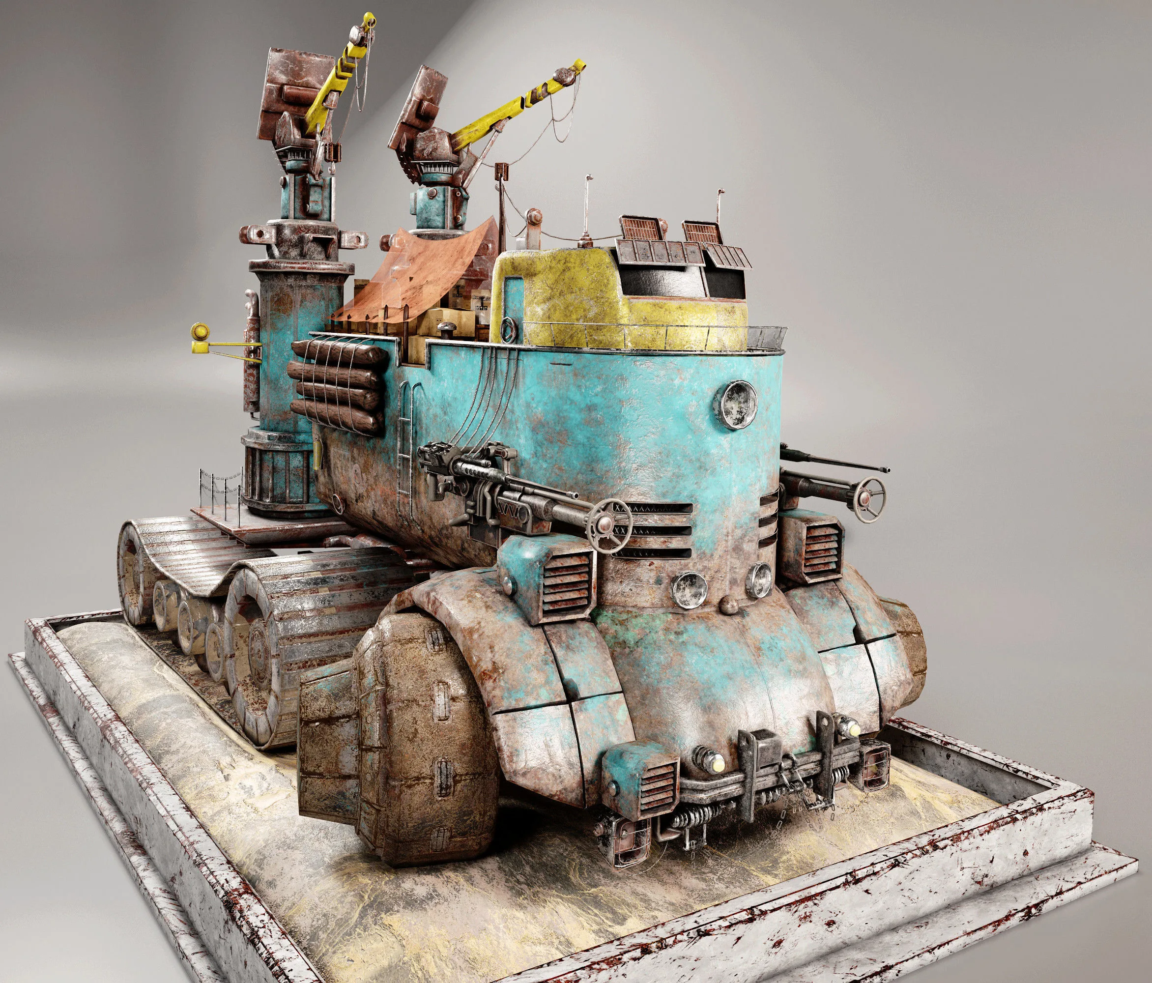 Dieselpunk Vehicle VR / AR / low-poly 3d model