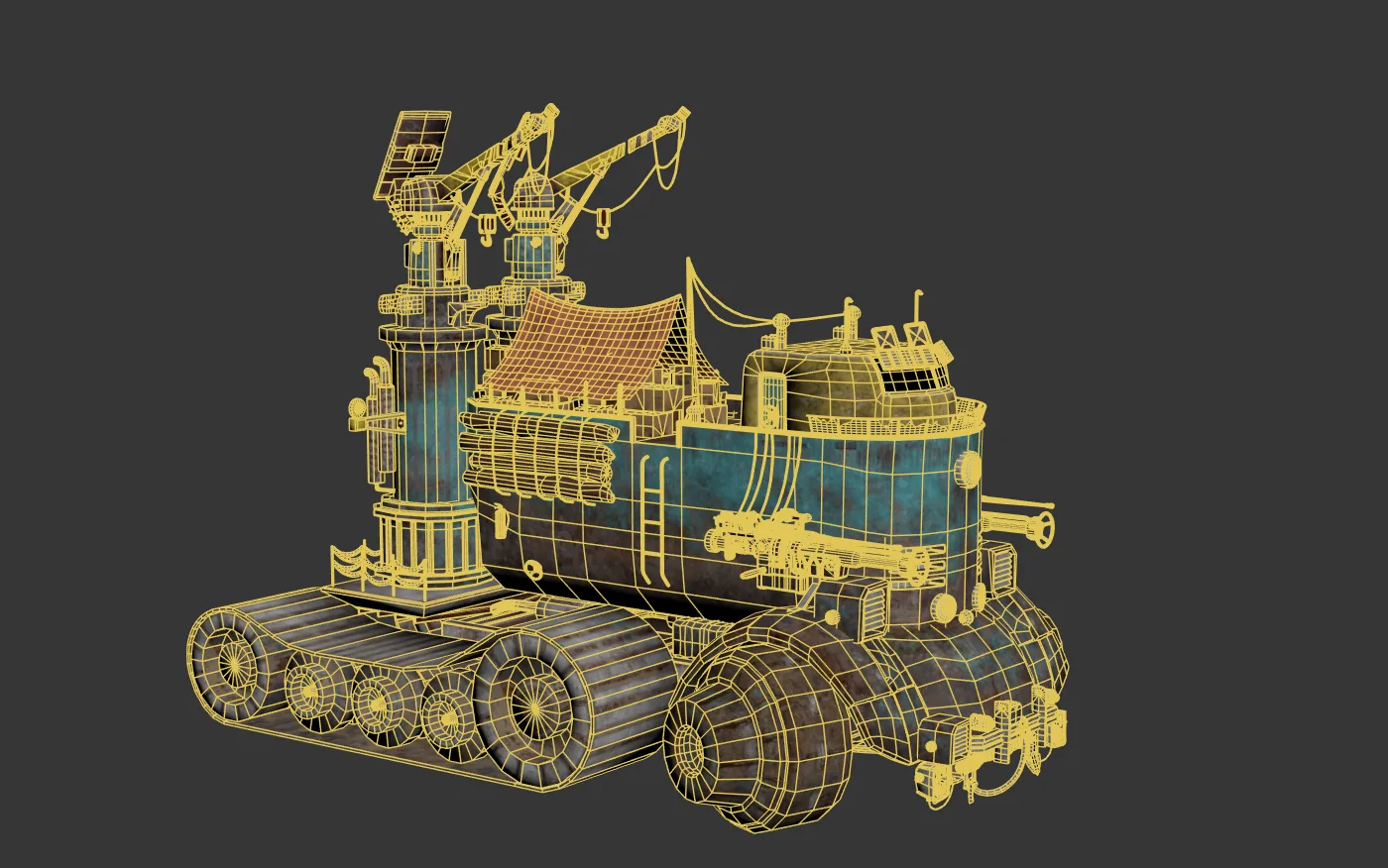 Dieselpunk Vehicle VR / AR / low-poly 3d model