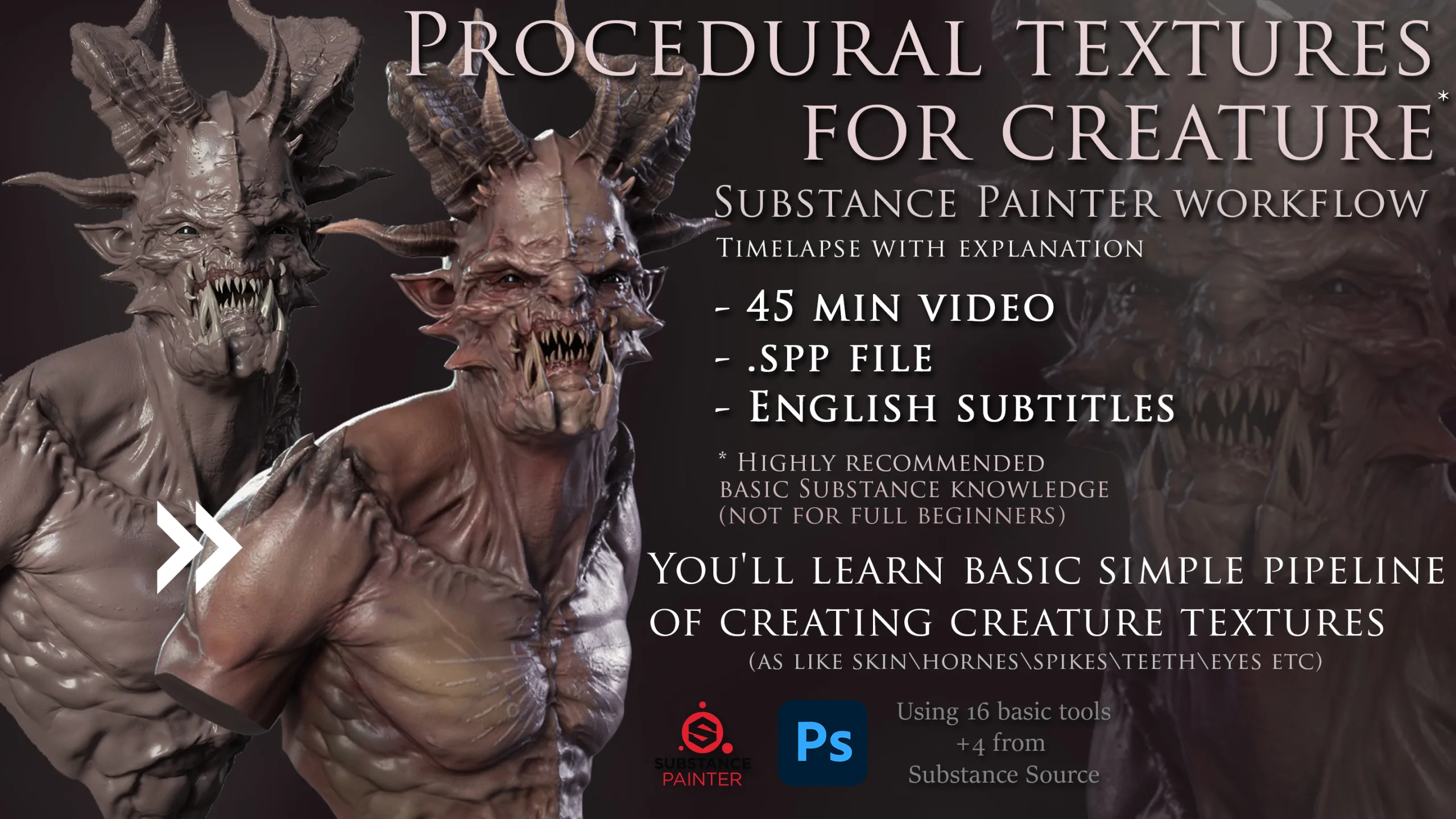 Procedural textures for creature | Substance painter workflow [RUS\ENG]