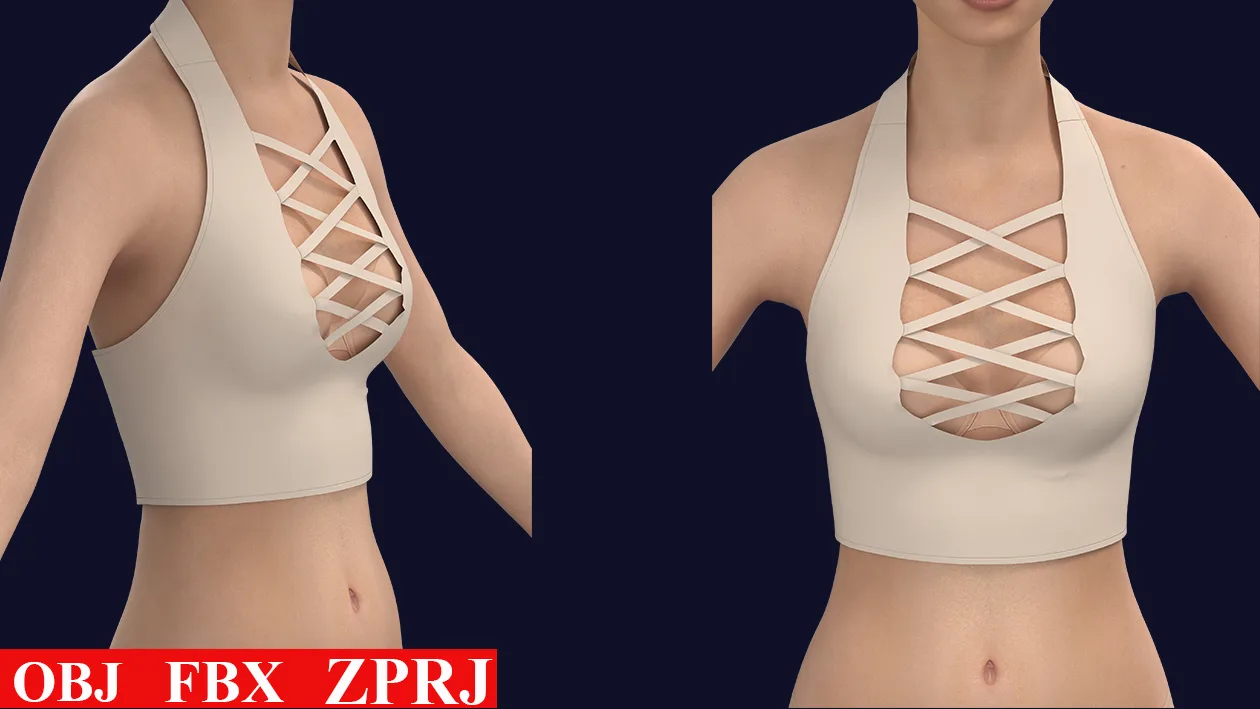 10 Crop top Zprj, FBX, OBJ