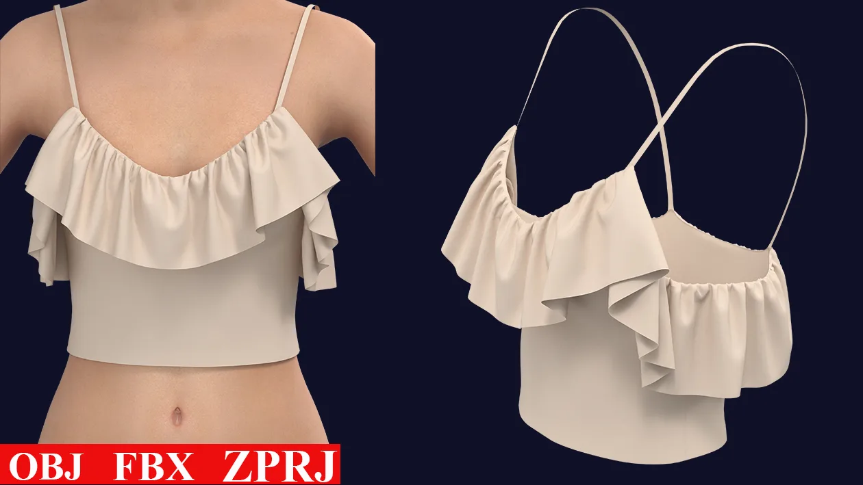 10 Crop top Zprj, FBX, OBJ