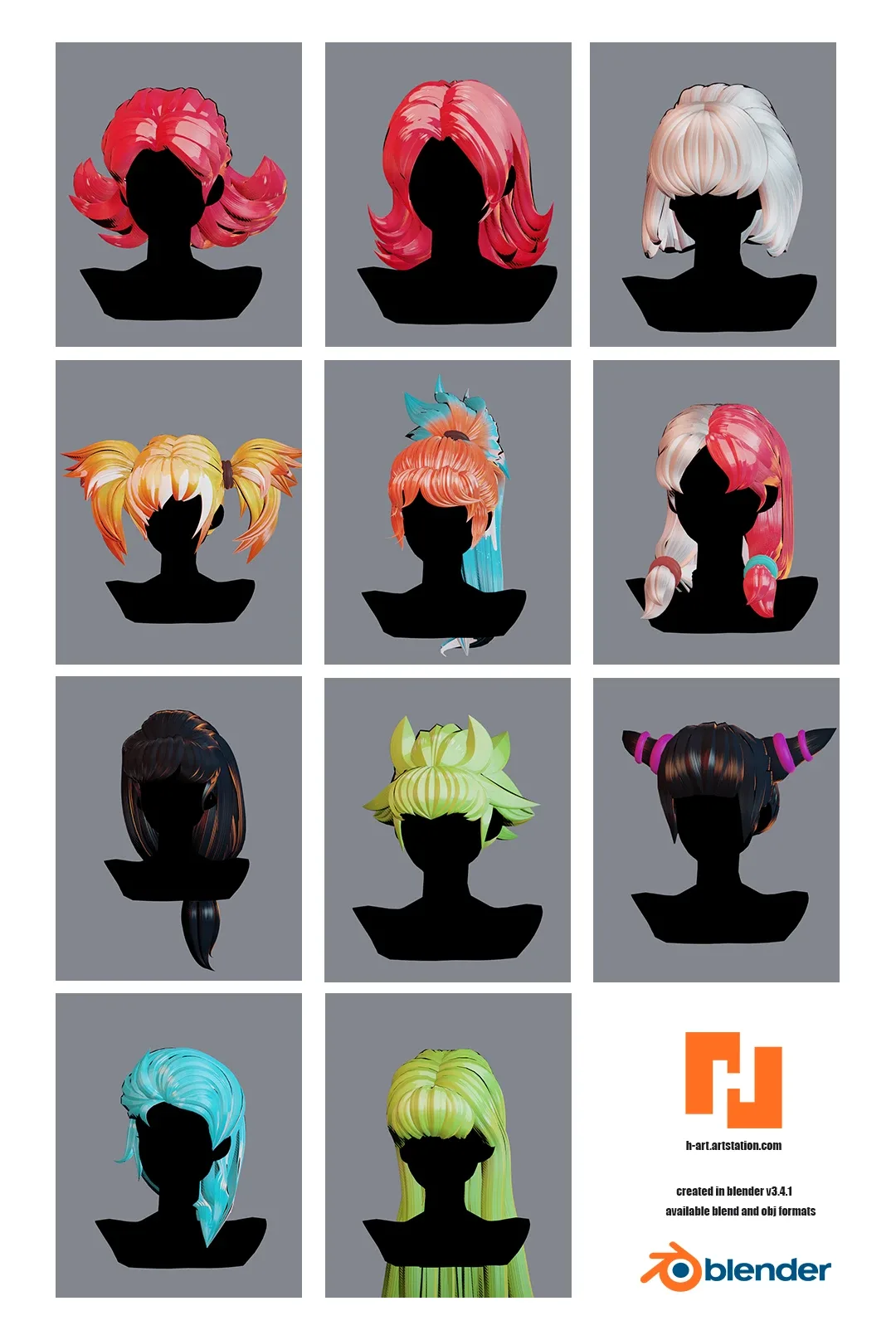 Hair pack 11 models