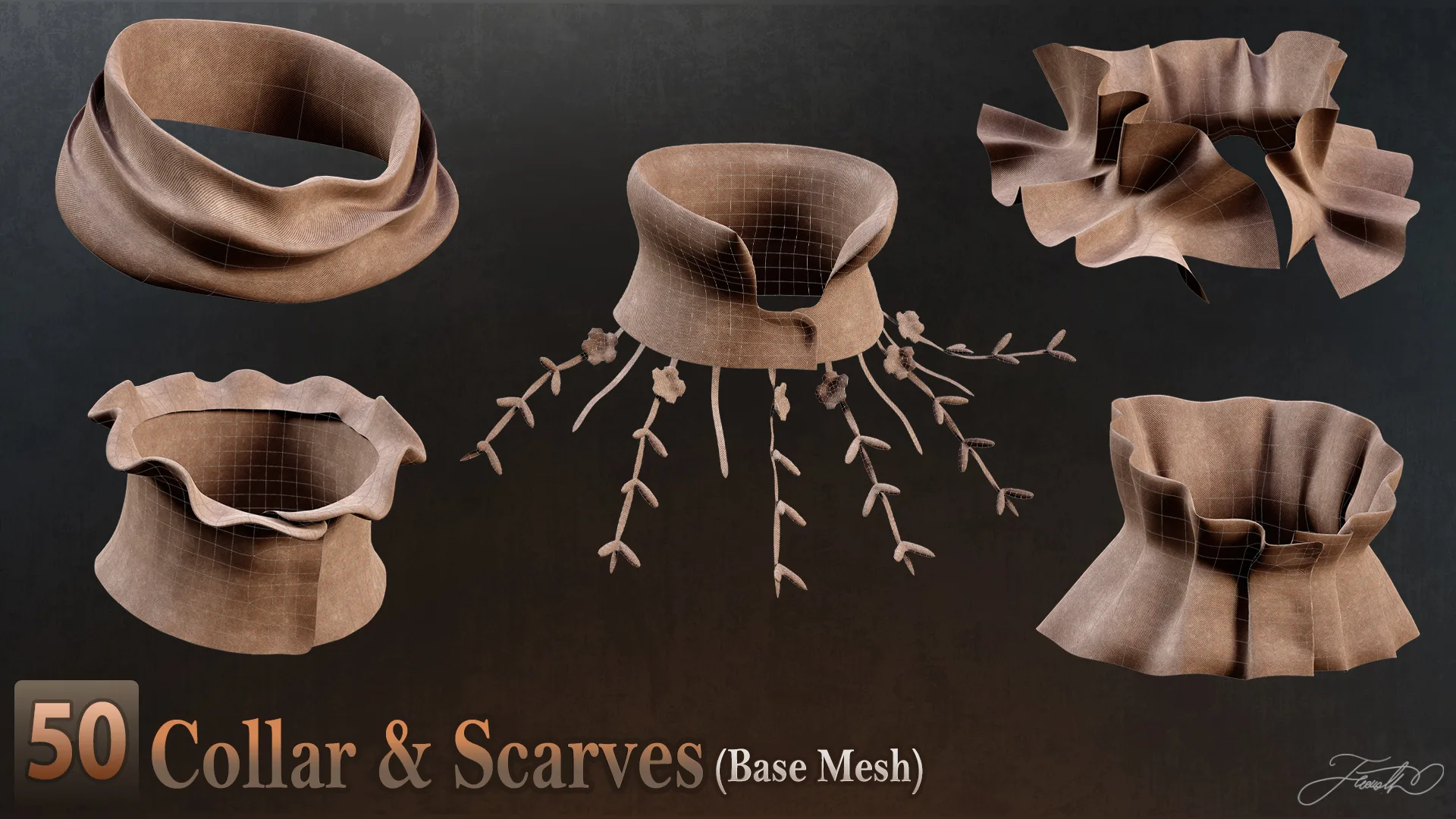 50 Collar & Scarves (Base Mesh) - Vol 01