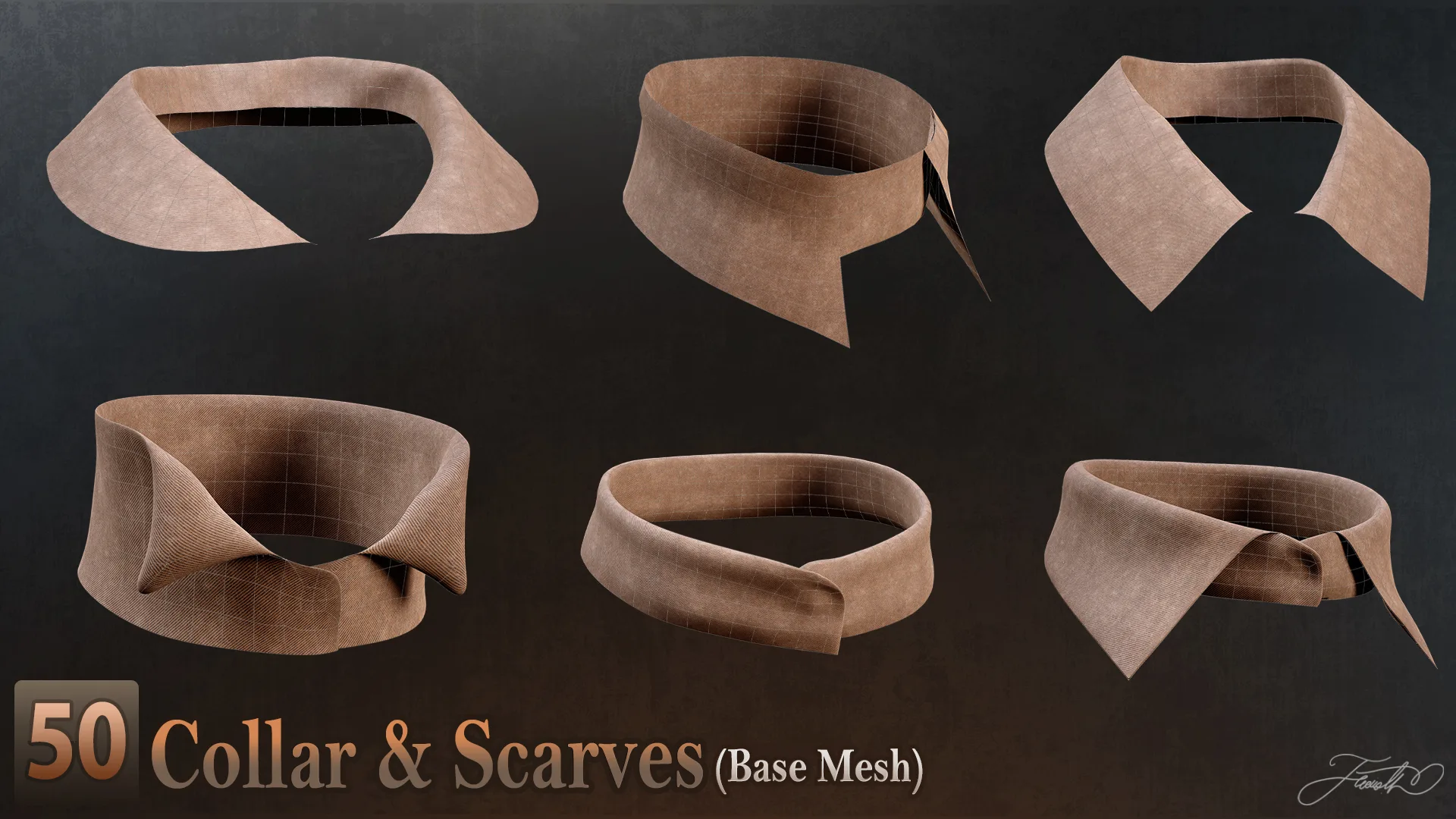 50 Collar & Scarves (Base Mesh) - Vol 01