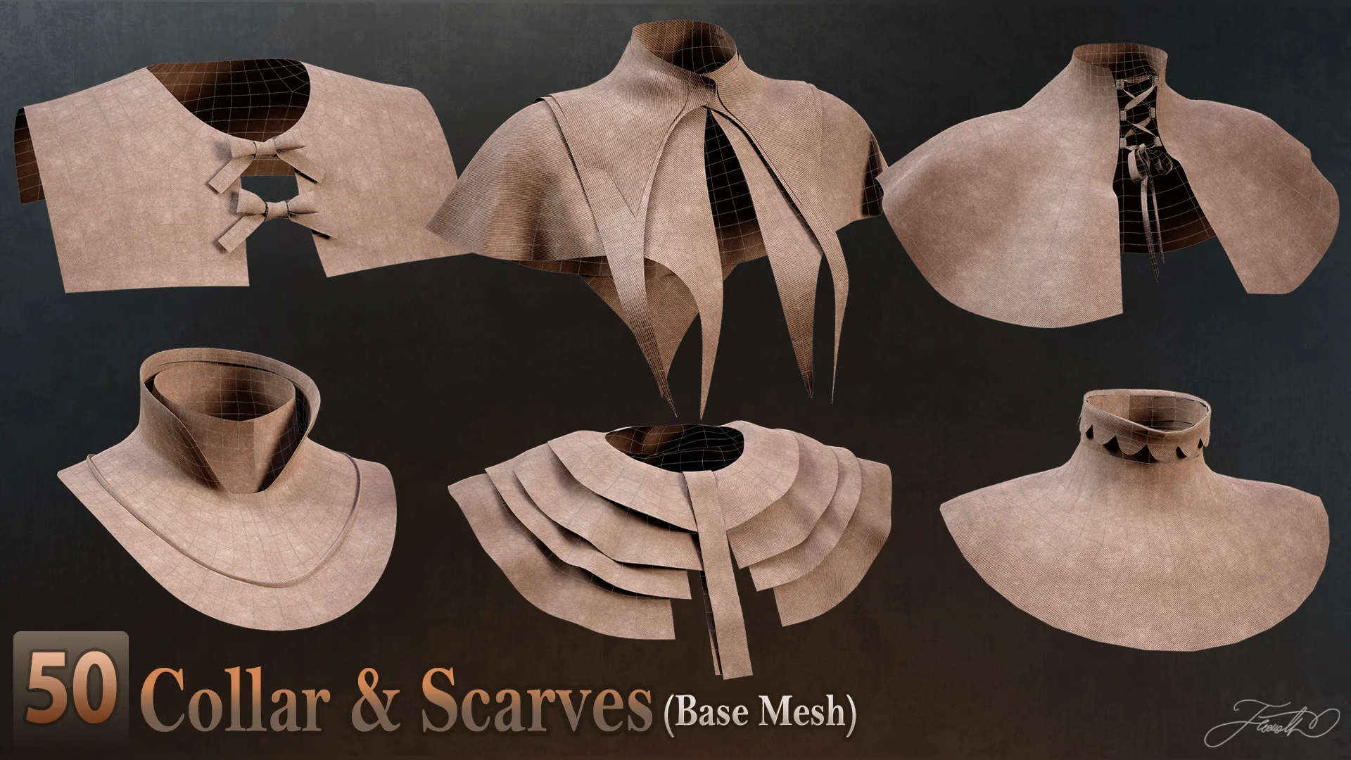 50 Collar & Scarves (Base Mesh) - Vol 01